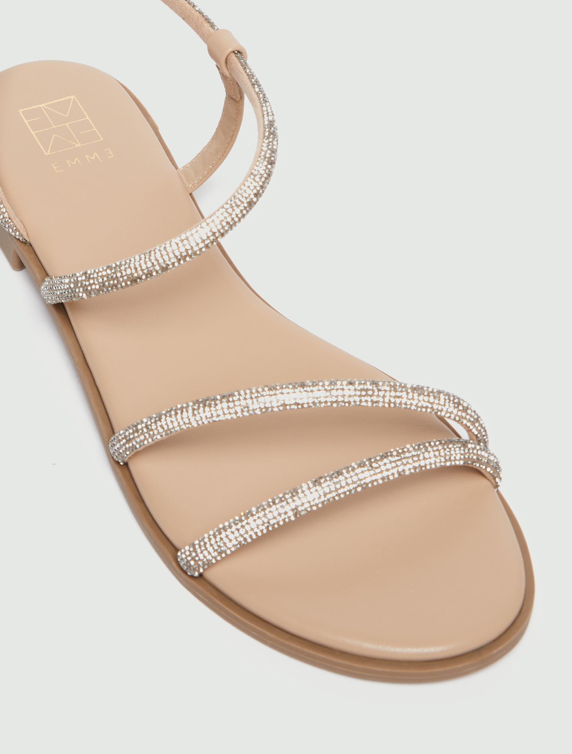 Crystal-adorned low sandals - SILVER - Emme - 4