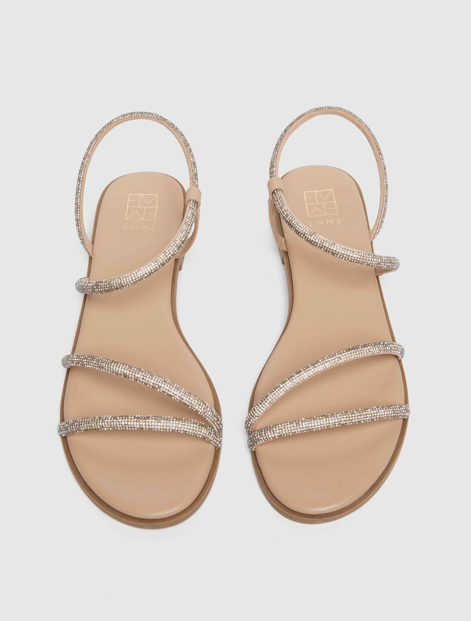 Crystal-adorned low sandals - SILVER - Emme - 5