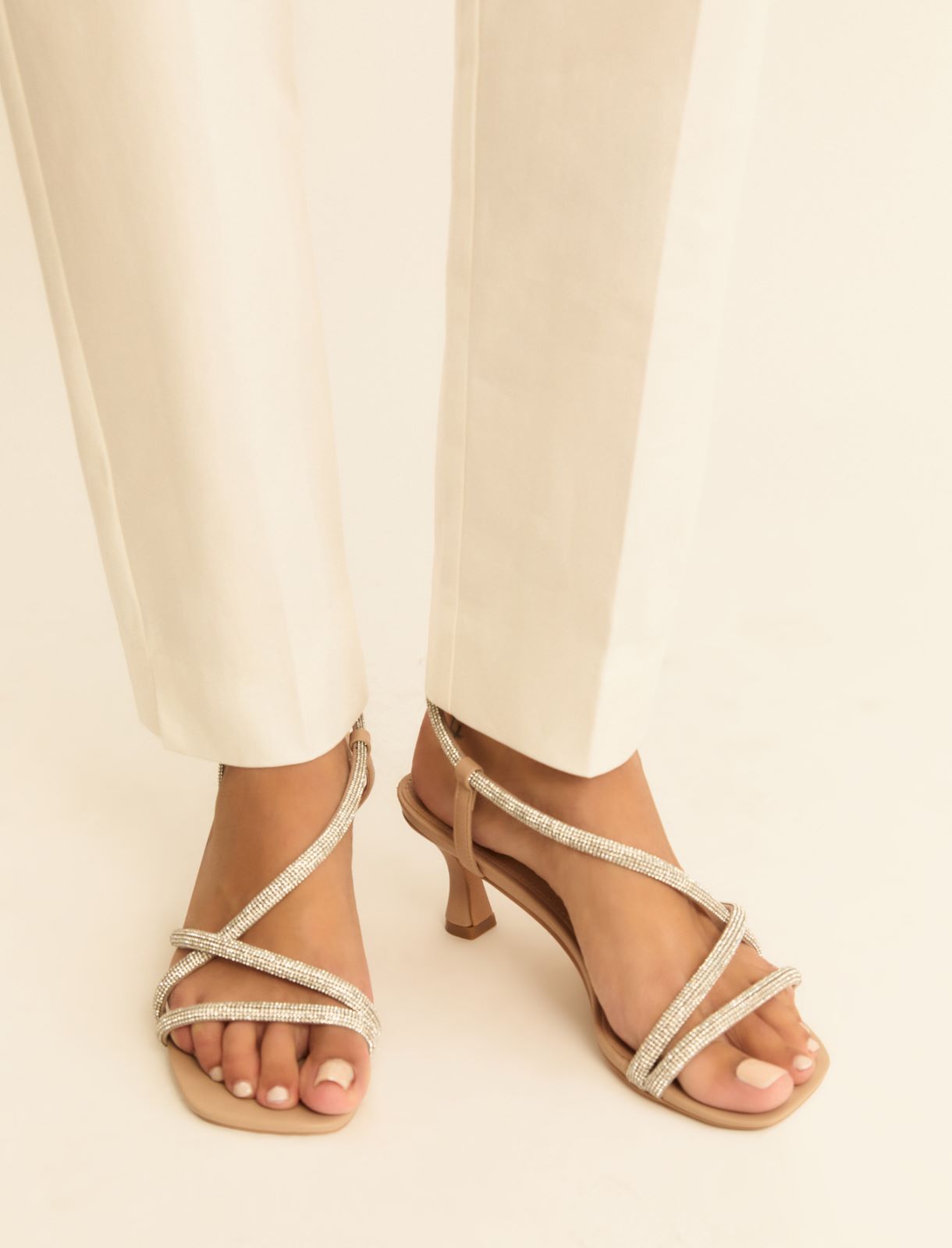 Crystal-adorned sandals - SILVER - Emme