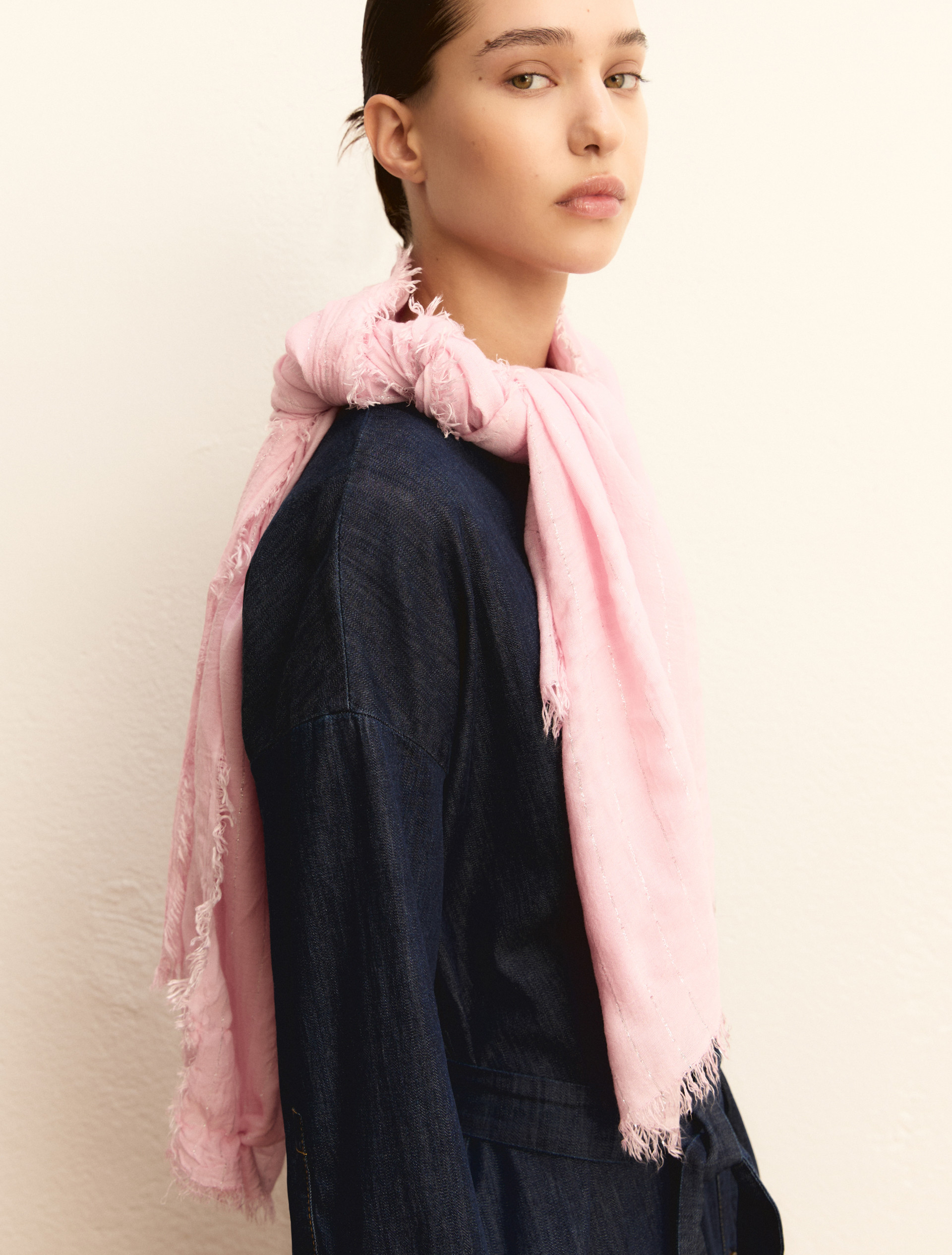 Lurex yarn stole - PINK - Emme - 1