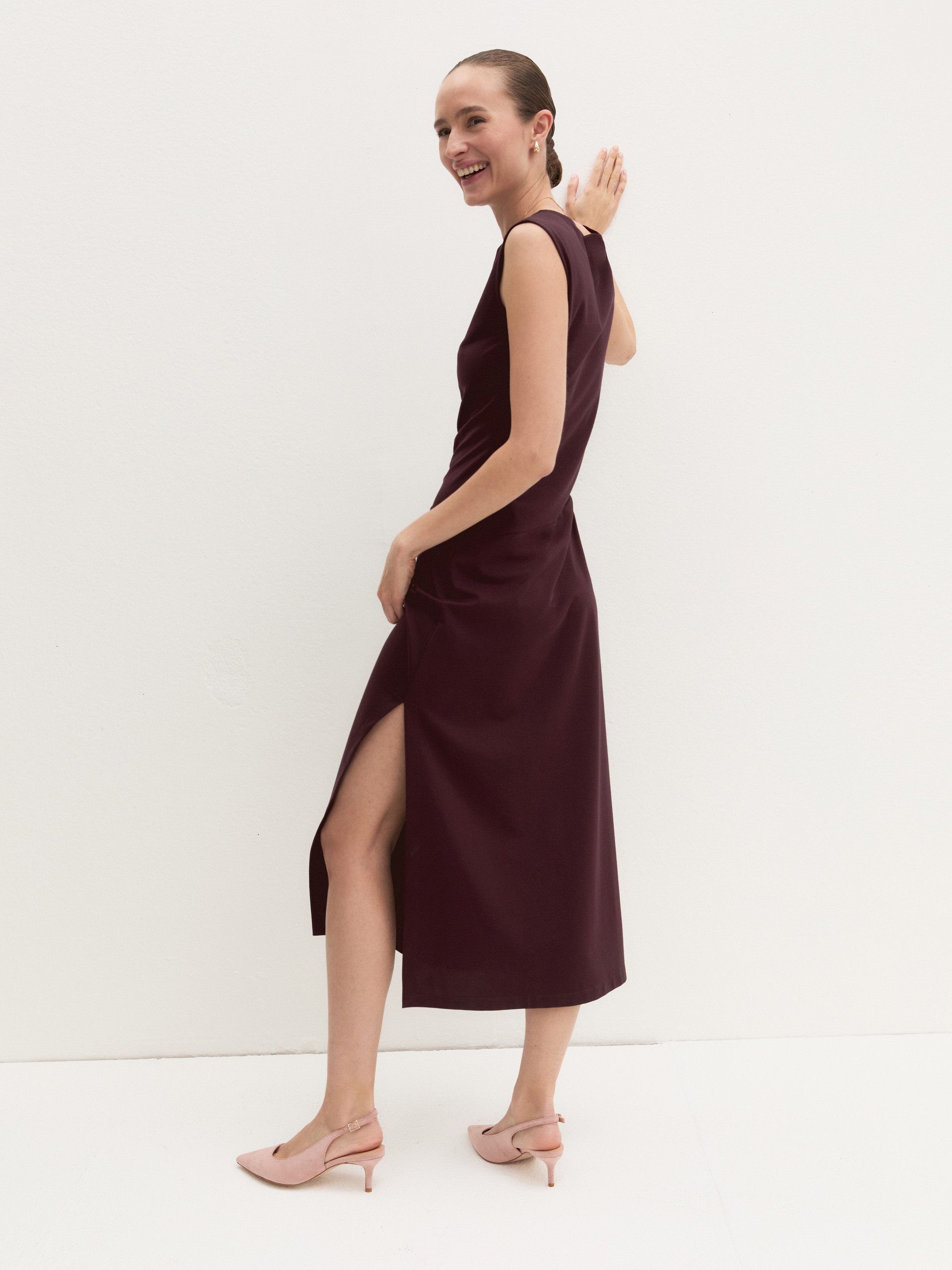 Abito midi smanicato - ROSSO VINO - Emme - 3