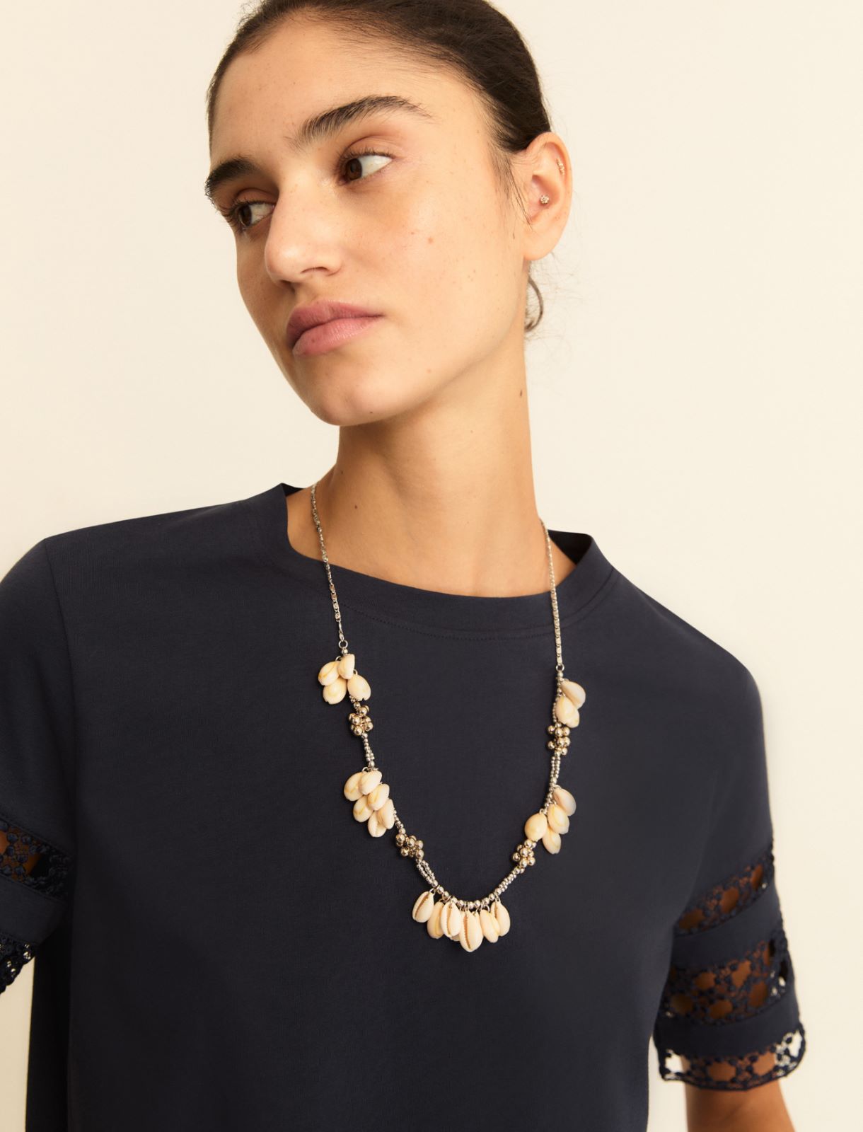 Collana con perline e conchiglie - ARGENTO - Emme