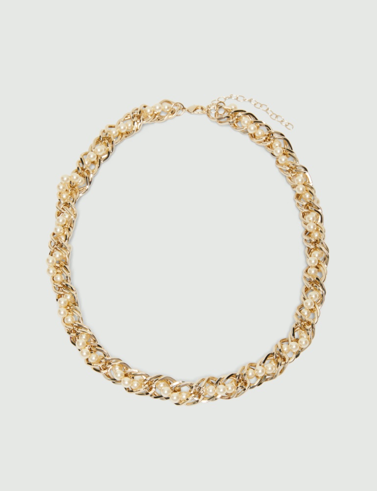 Bejewelled pearl-adorned woven necklace - Emme - 2
