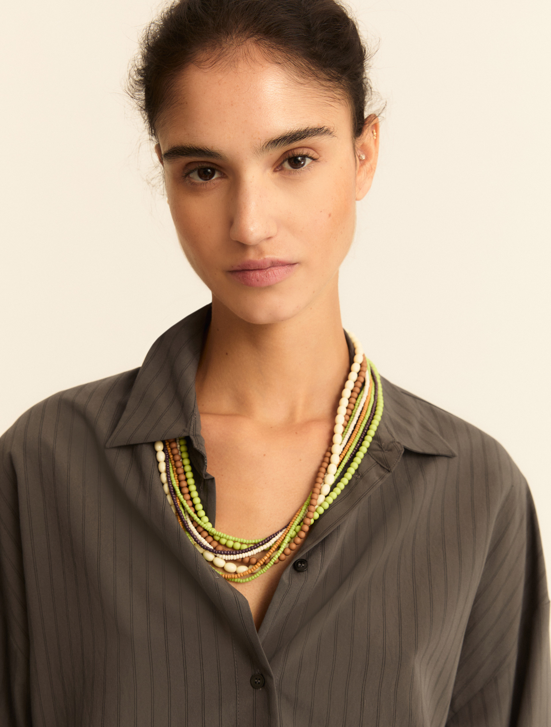 Multicolour-bead necklace - APPLE GREEN - Emme - 1