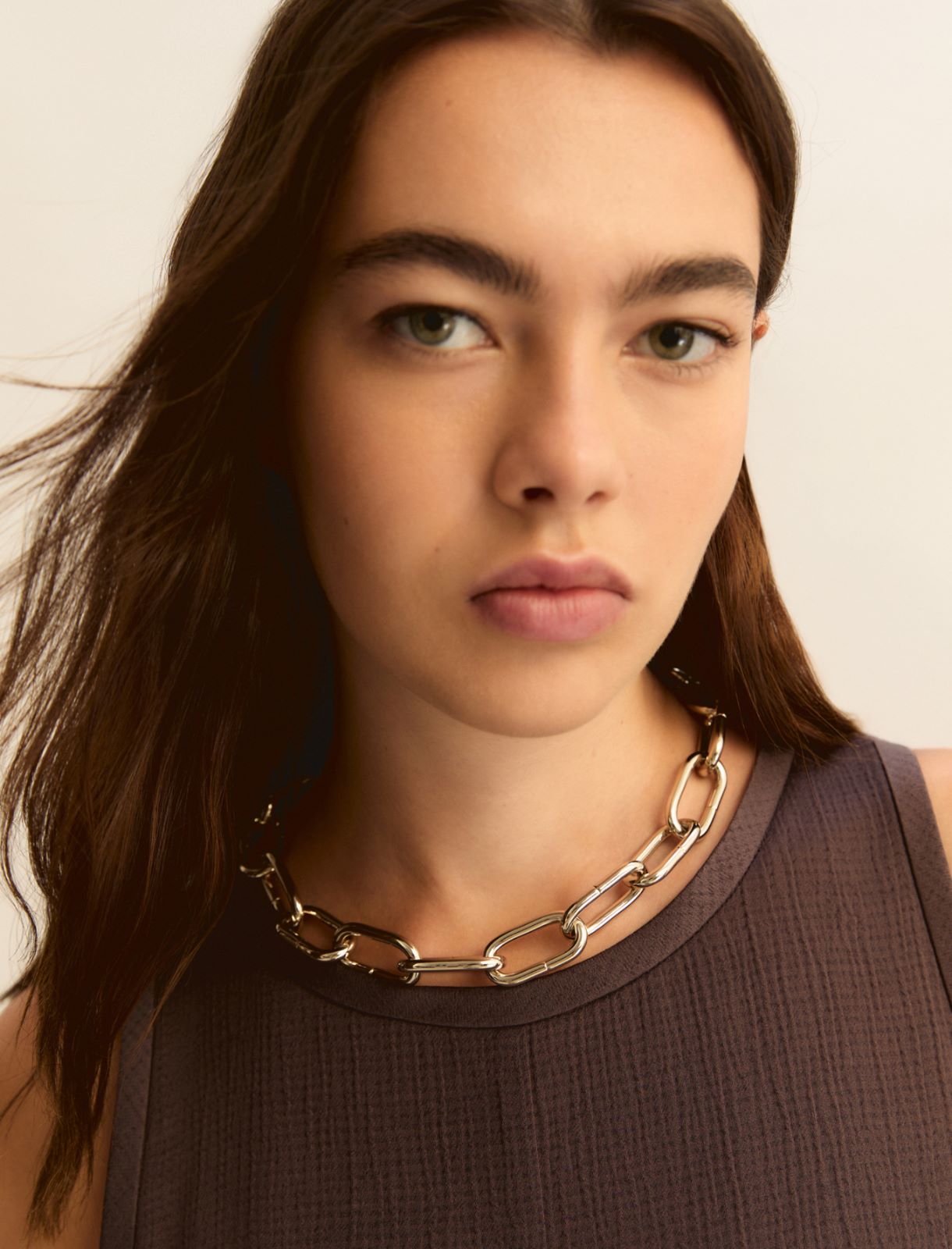 Chain choker necklace - LIGHT GOLD - Emme