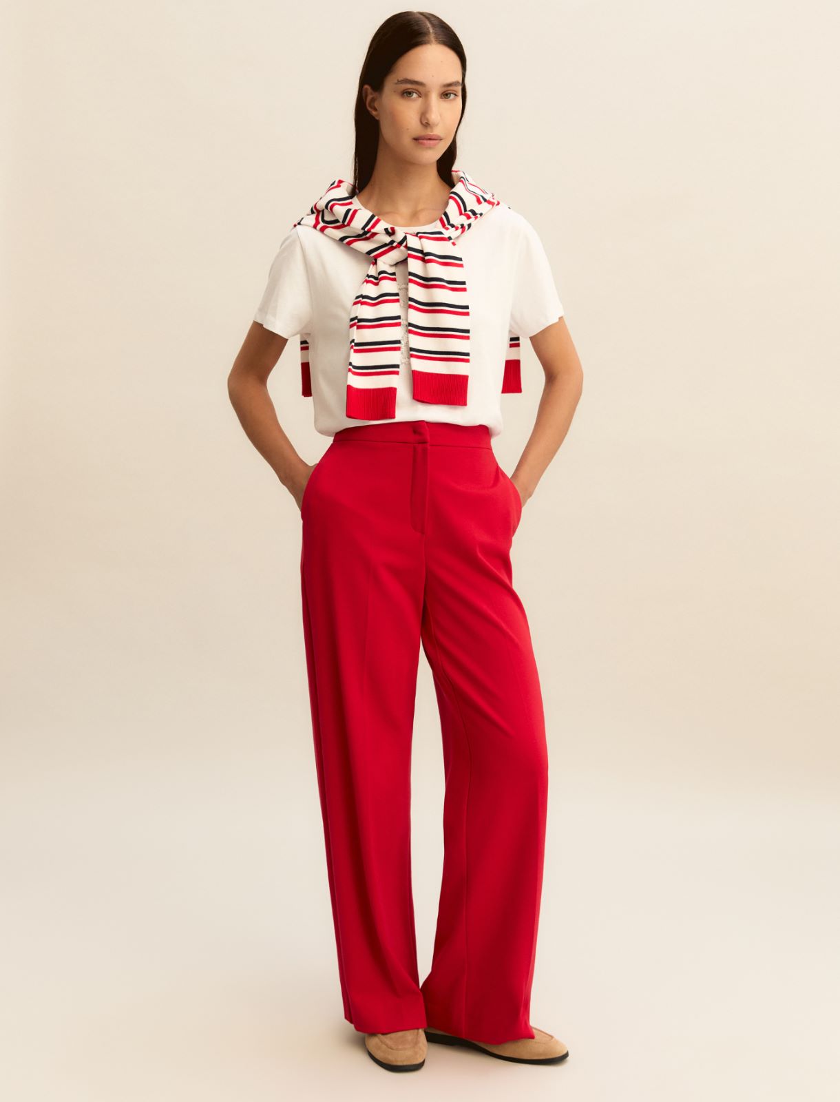 Wide-fit jersey trousers - RED - Emme - 2
