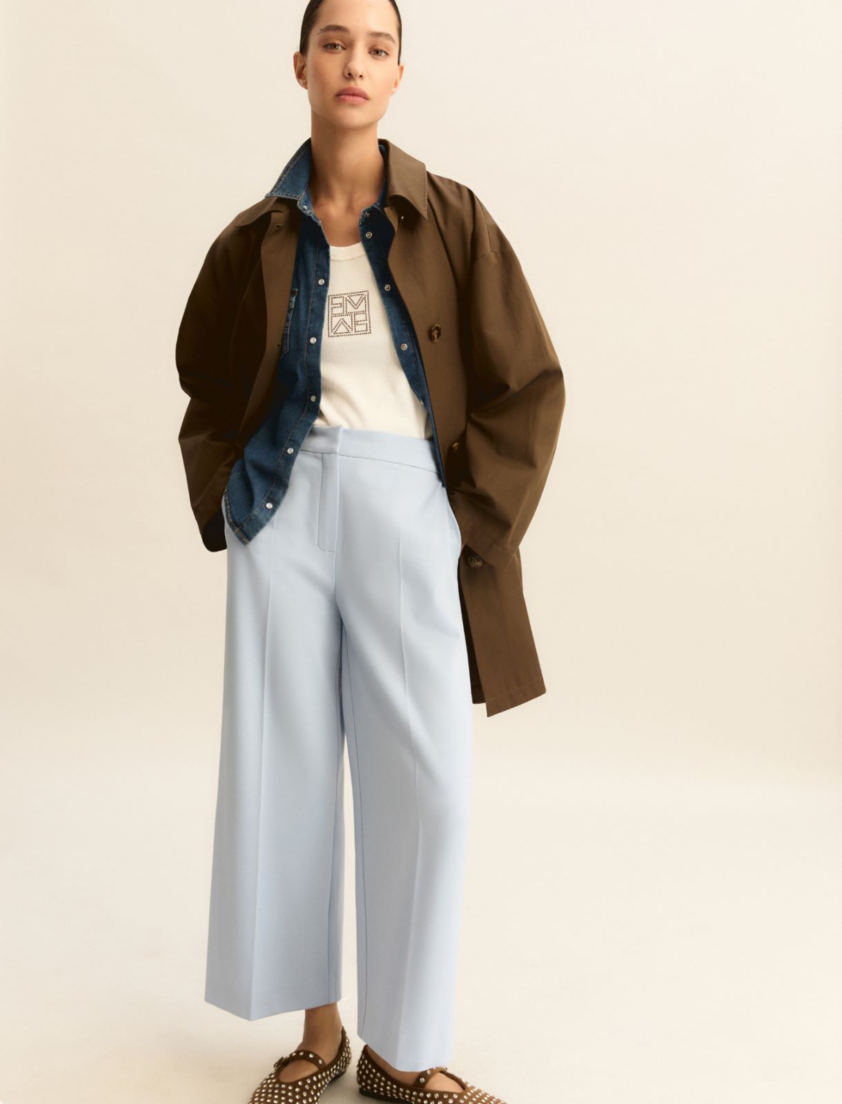 Cropped jersey trousers - LIGHT BLUE - Emme - 4