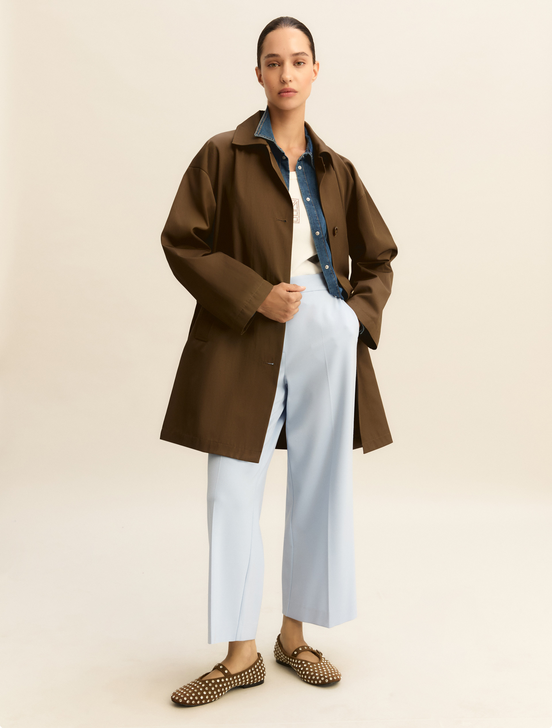 Cropped jersey trousers - LIGHT BLUE - Emme - 1