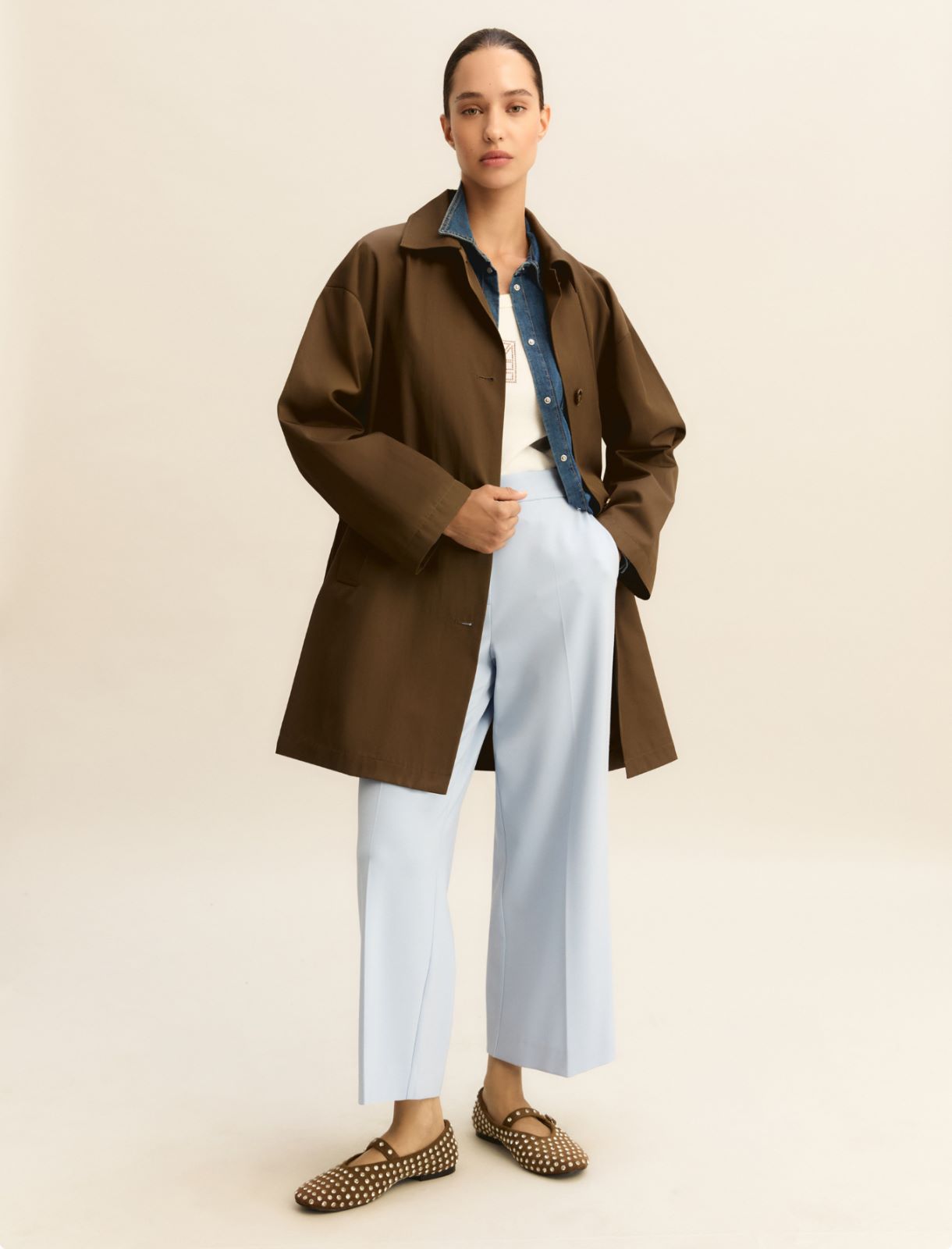 Cropped jersey trousers - LIGHT BLUE - Emme