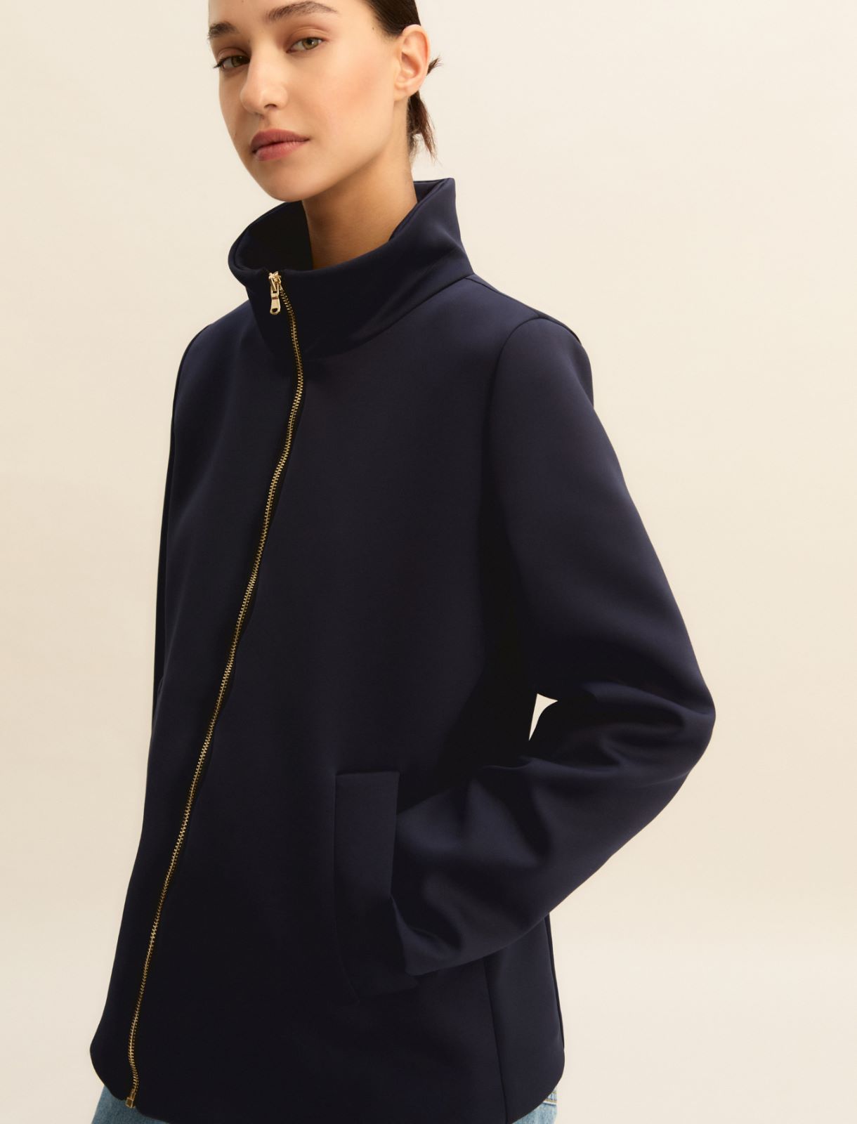 Scuba jersey jacket with removable hood - NAVY - Emme - 6