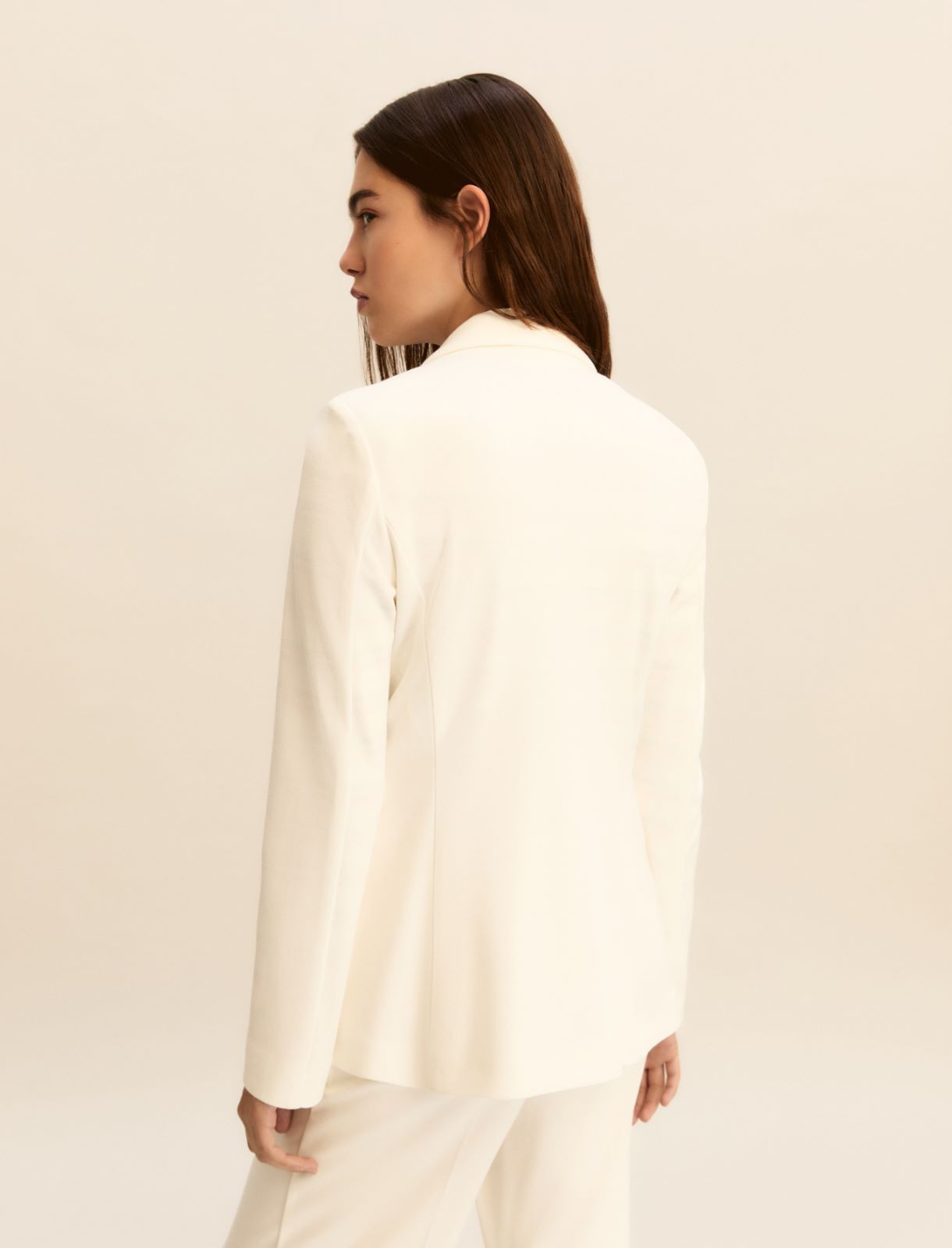 Double-breasted stretch jersey jacket - WHITE - Emme - 3