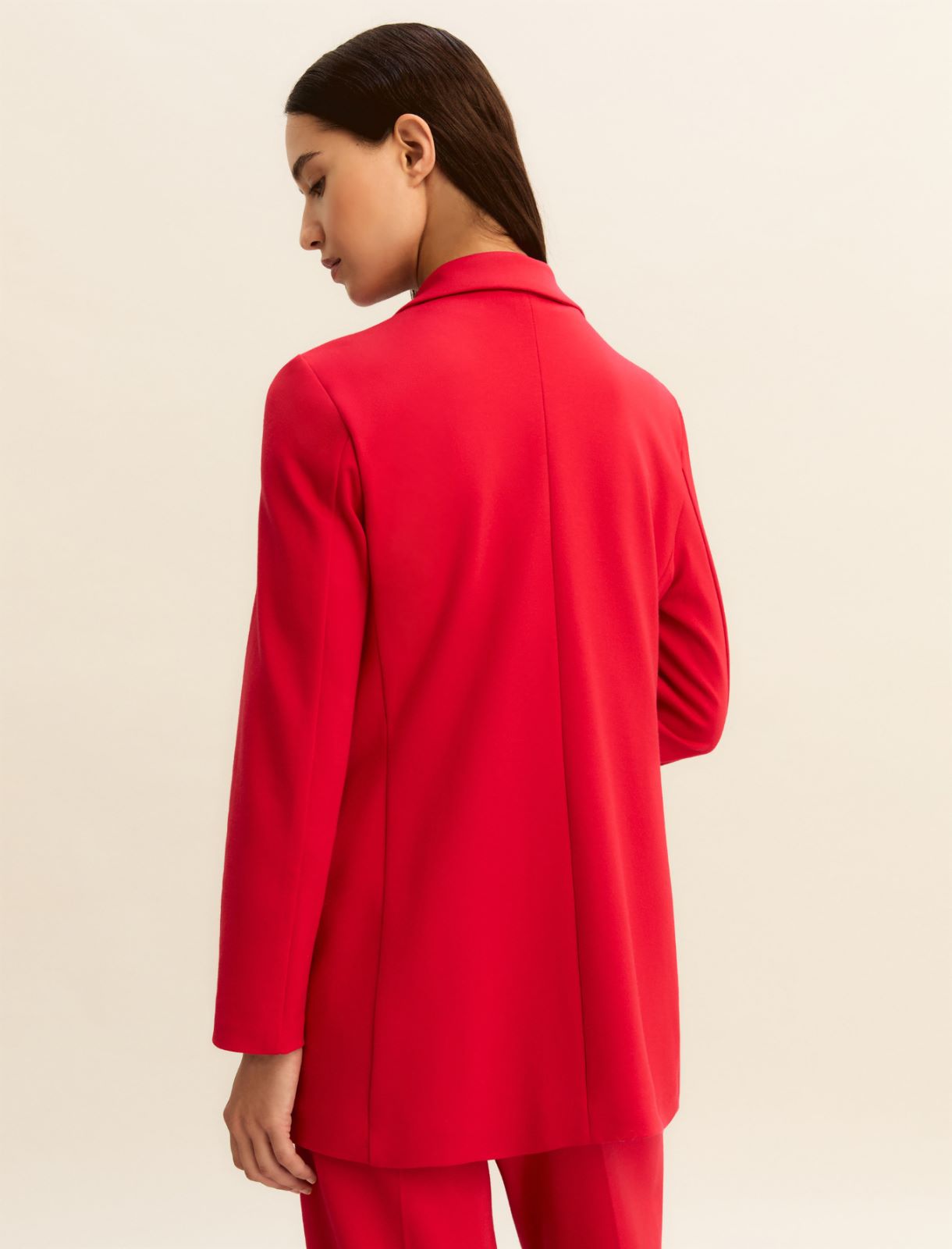 Single-breasted stretch jersey jacket - RED - Emme - 3