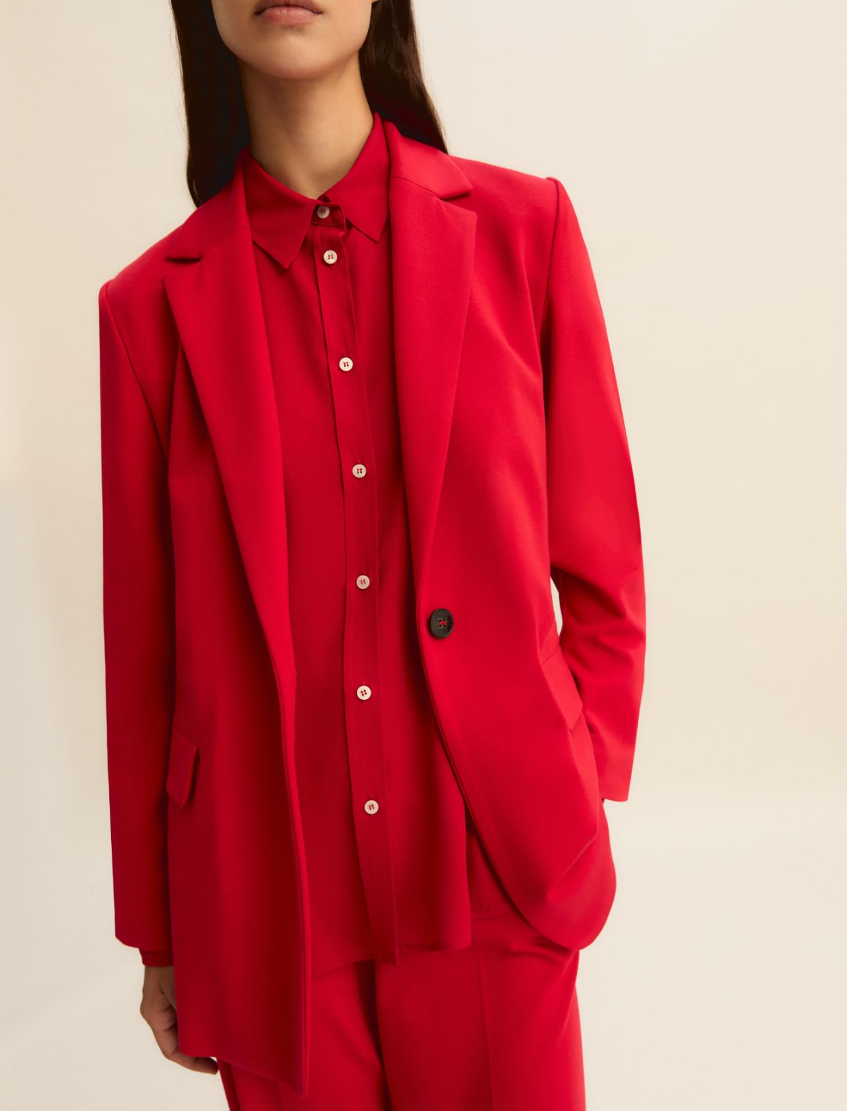 Single-breasted stretch jersey jacket - RED - Emme - 7