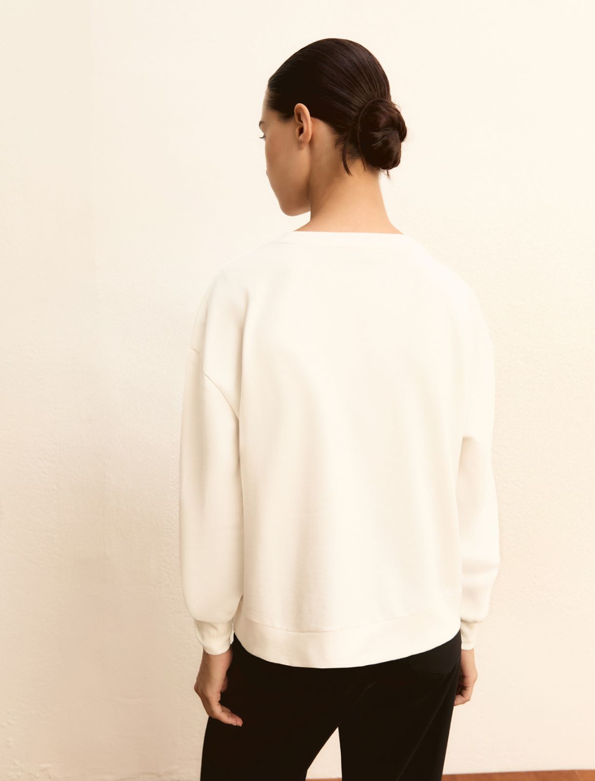 Embroidered sweatshirt - WOOL WHITE - Emme - 3