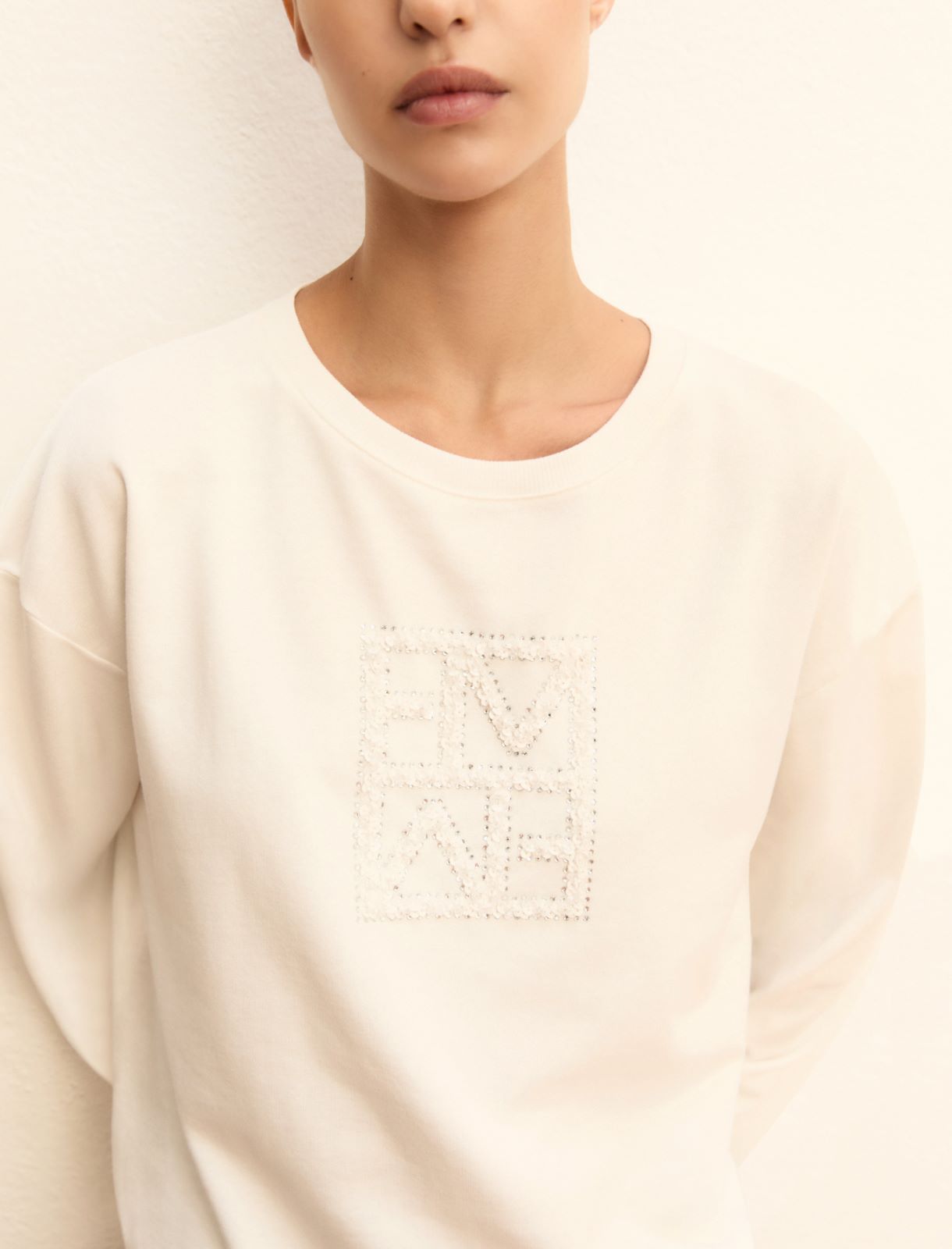 Embroidered sweatshirt - WOOL WHITE - Emme - 5