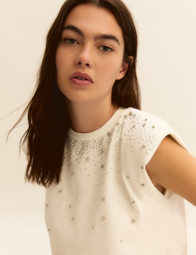 Crystal-adorned sleeveless T-shirt - Emme - 5