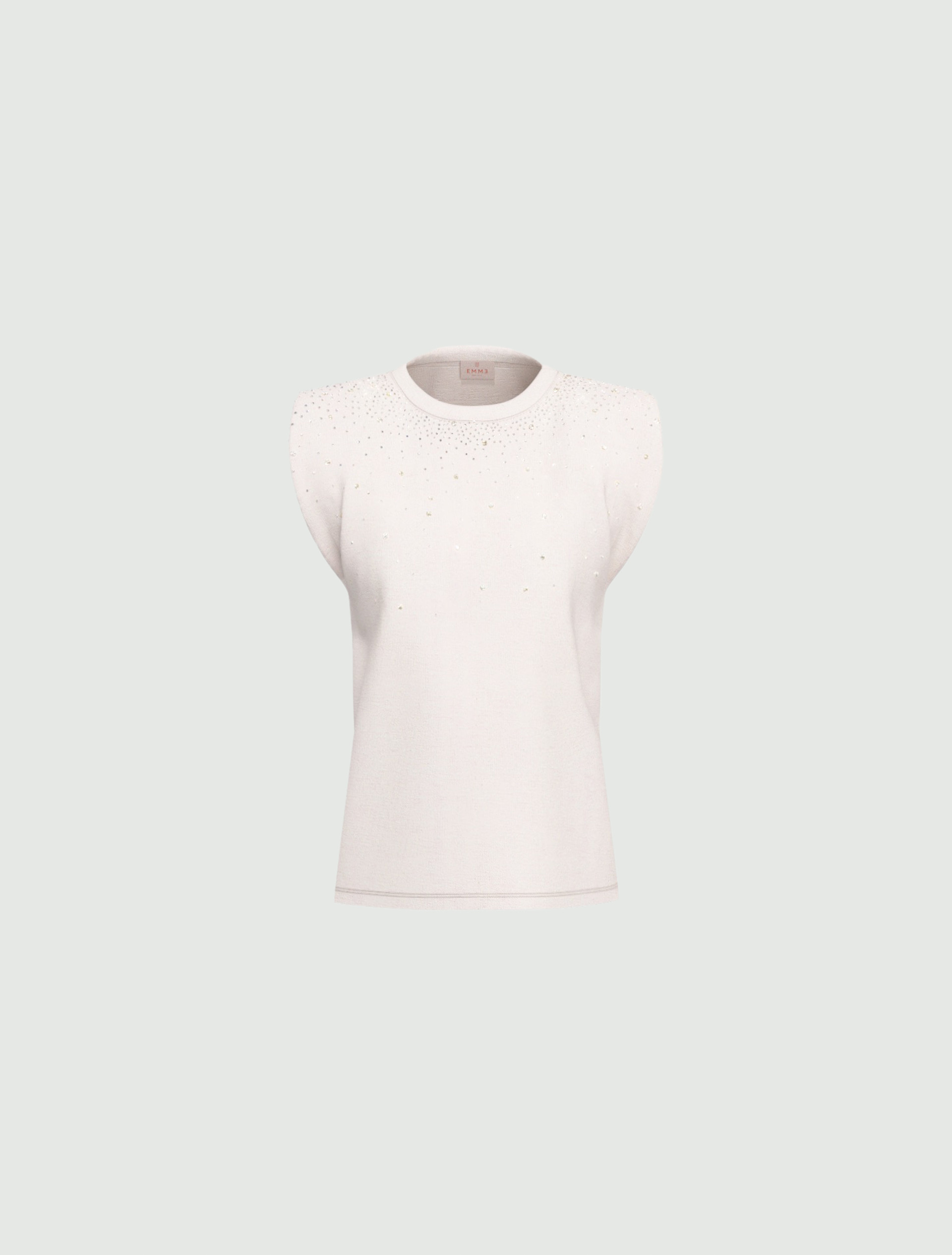 Crystal-adorned sleeveless T-shirt - WHITE - Emme - 5