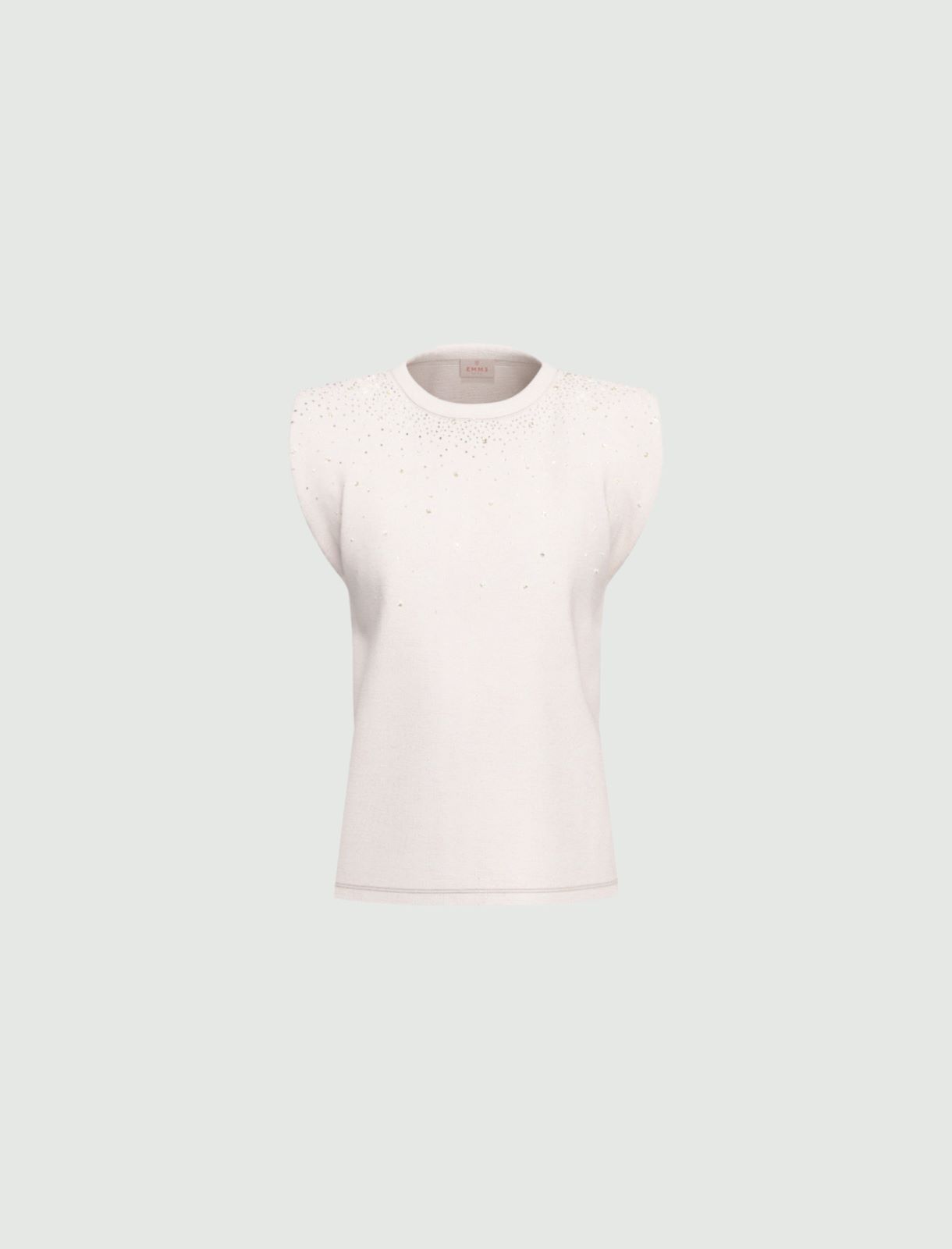 Crystal-adorned sleeveless T-shirt - WHITE - Emme - 5