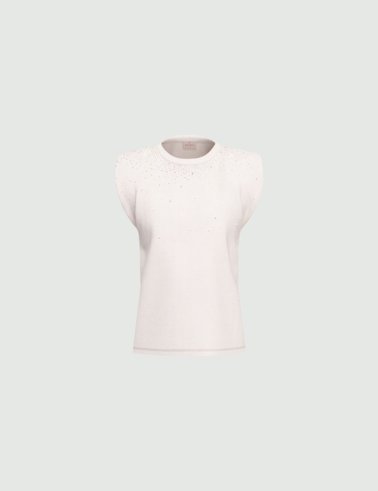 Crystal-adorned sleeveless T-shirt - Emme - 4