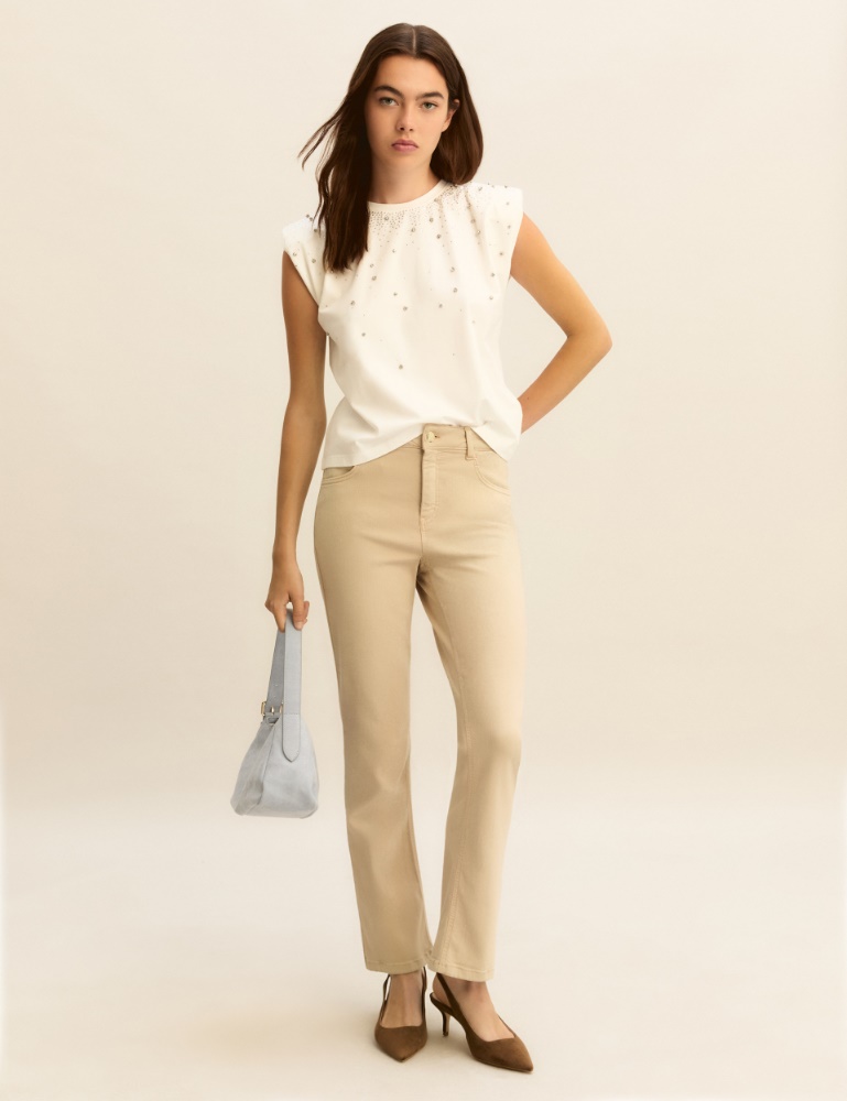 Crystal-adorned sleeveless T-shirt - Emme - 2