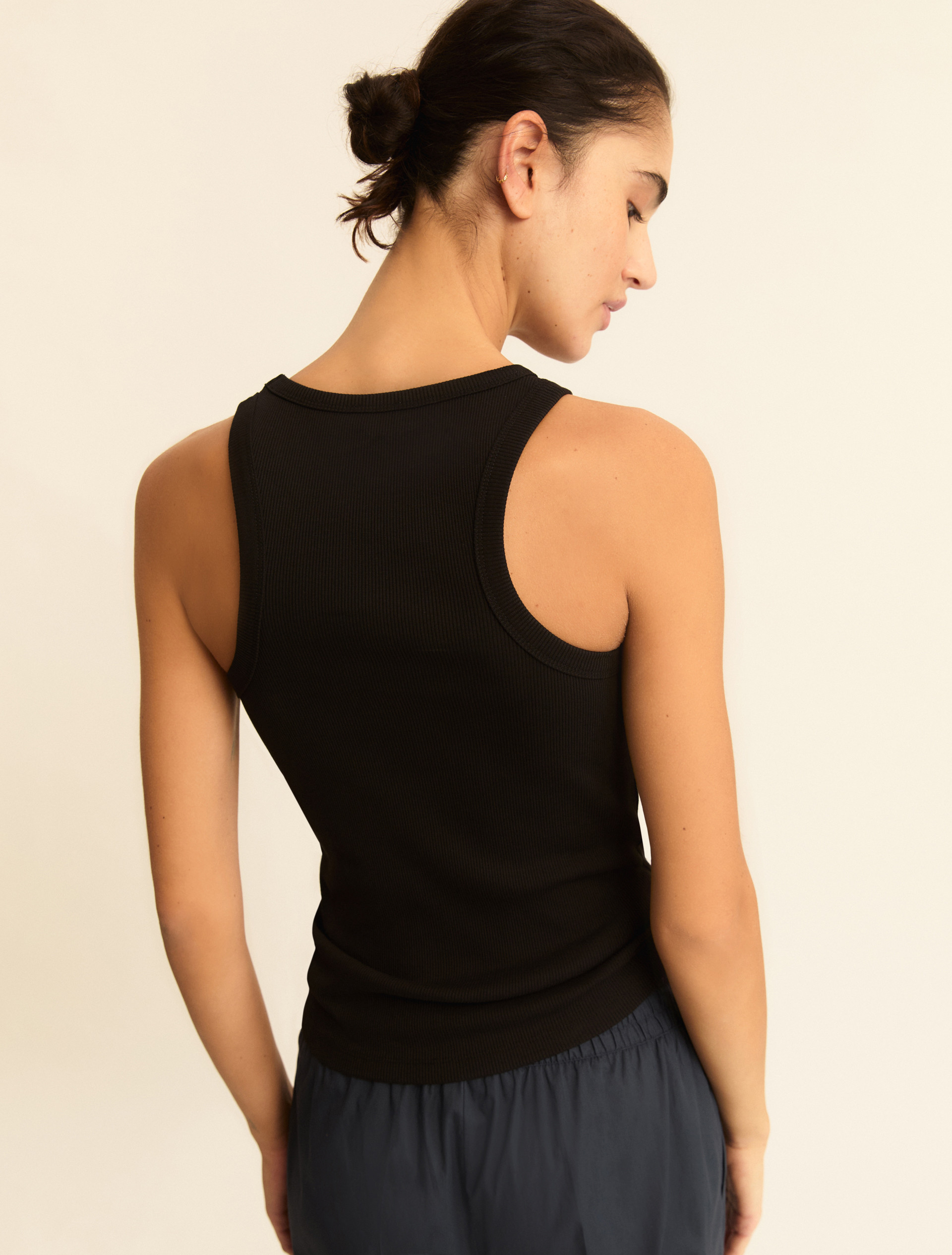 Rib-knit jersey vest top - BLACK - Emme - 3