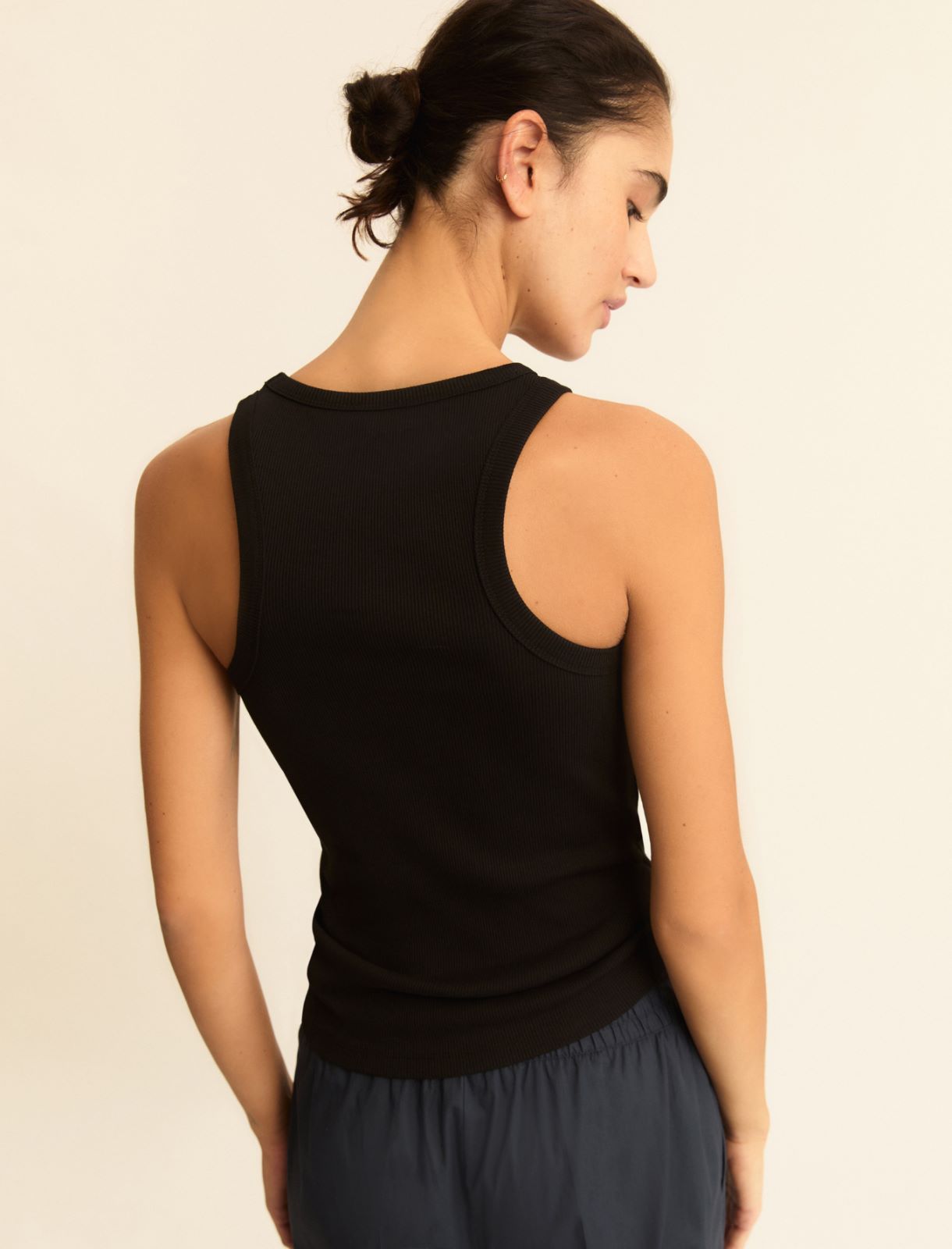 Rib-knit jersey vest top - BLACK - Emme - 3