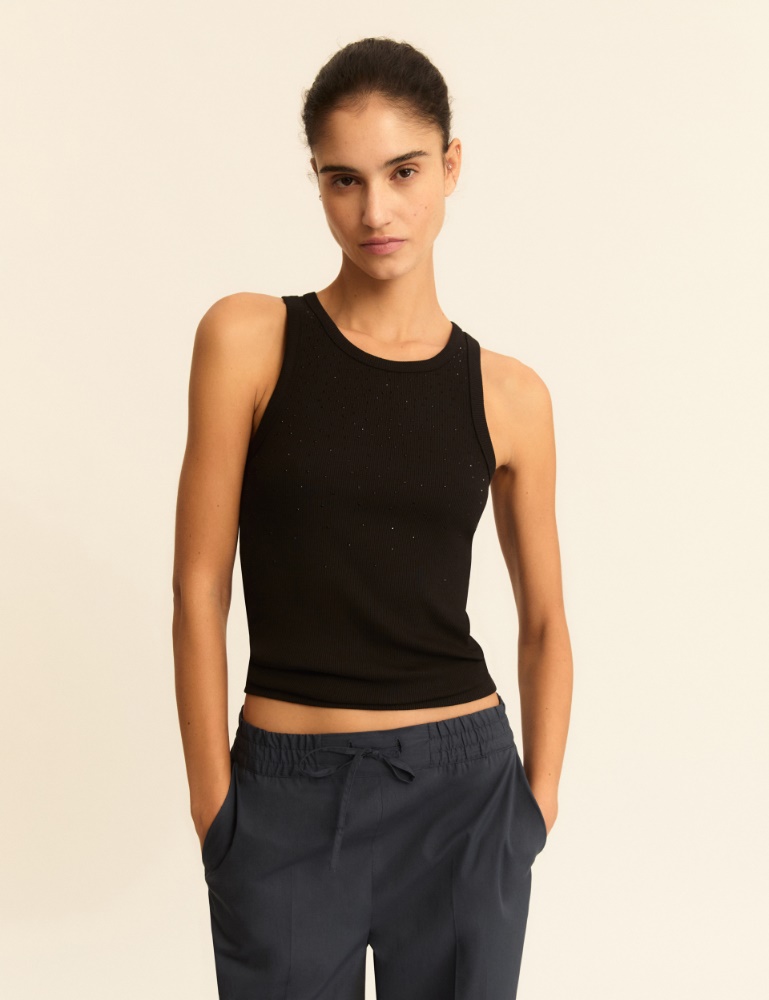 Rib-knit jersey vest top - Emme - 5