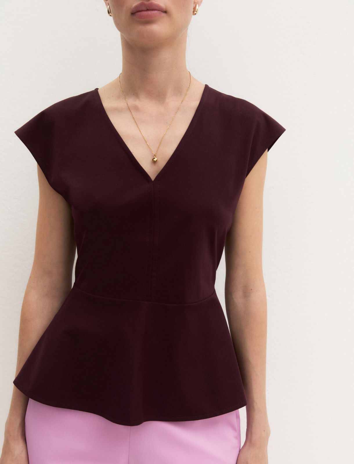 Sleeveless jersey top - WINE RED - Emme - 6