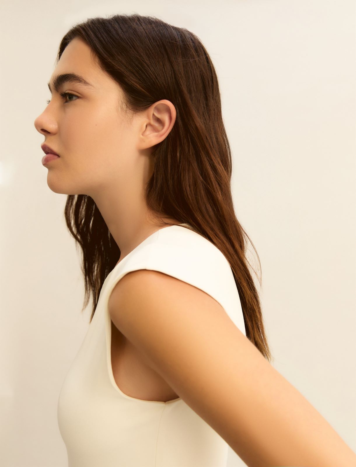 Stretch jersey bodysuit - WOOL WHITE - Emme - 4