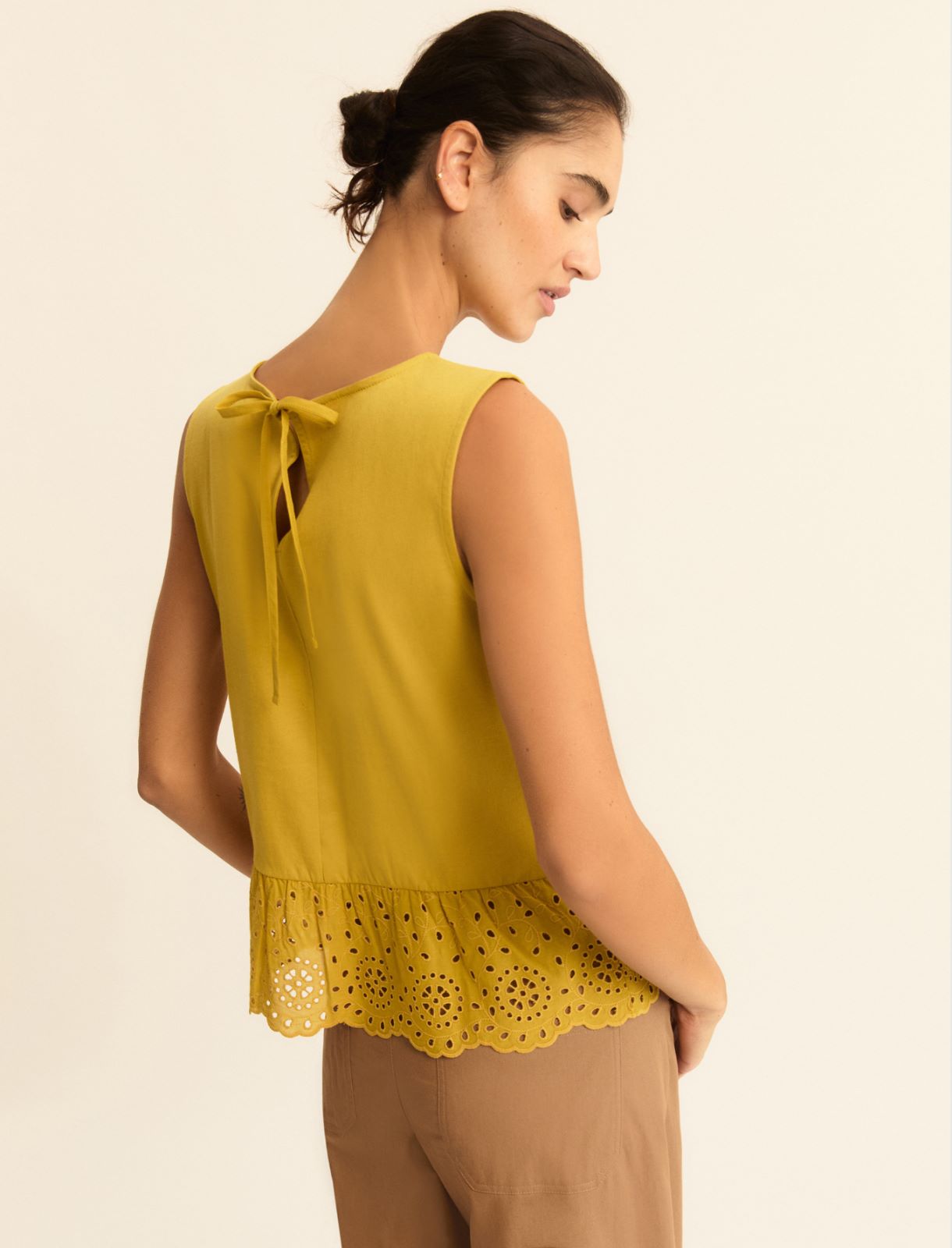 Broderie anglaise flounce top - SUNFLOWER - Emme - 3