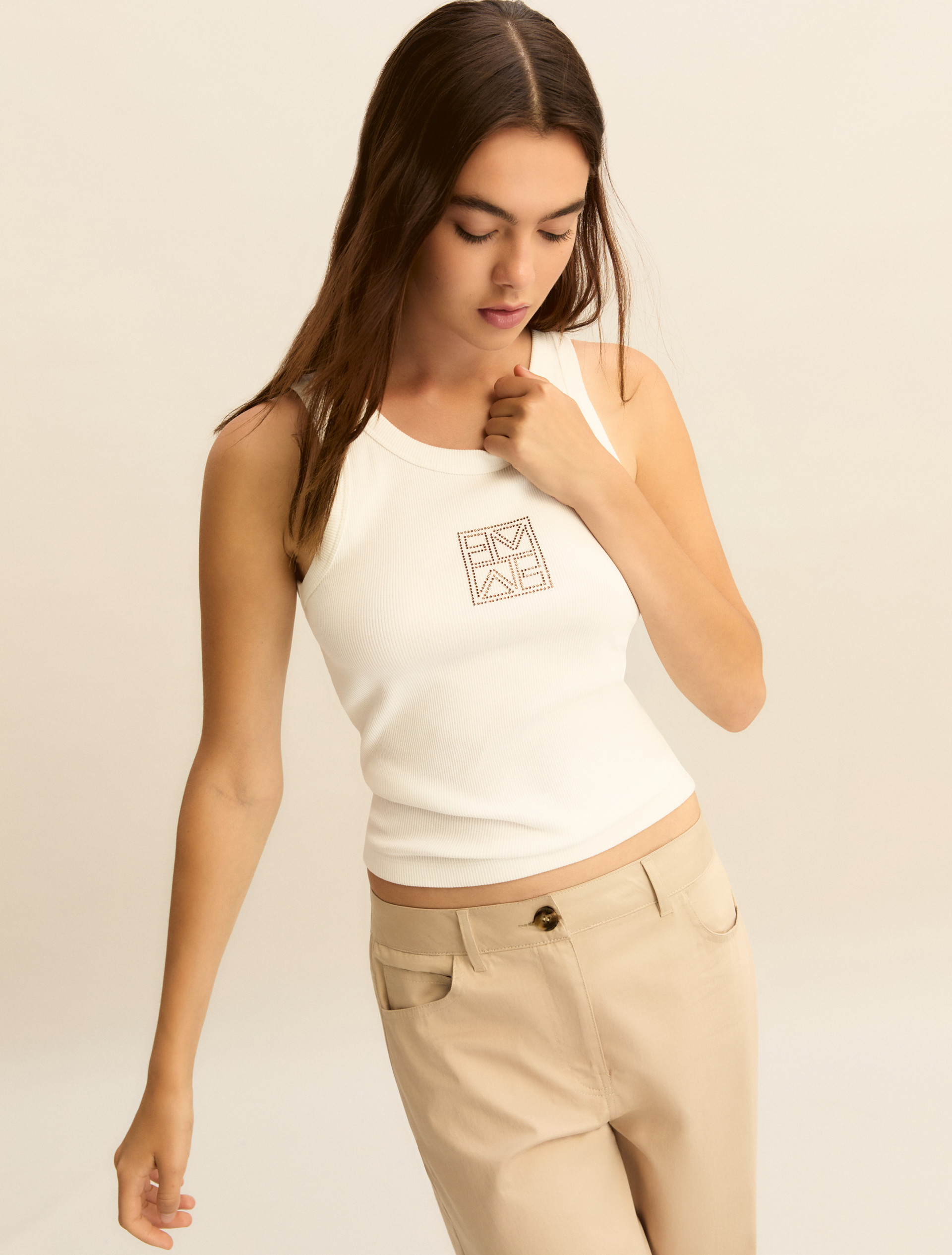 Embroidered vest top - DARK BOWN - Emme - 4