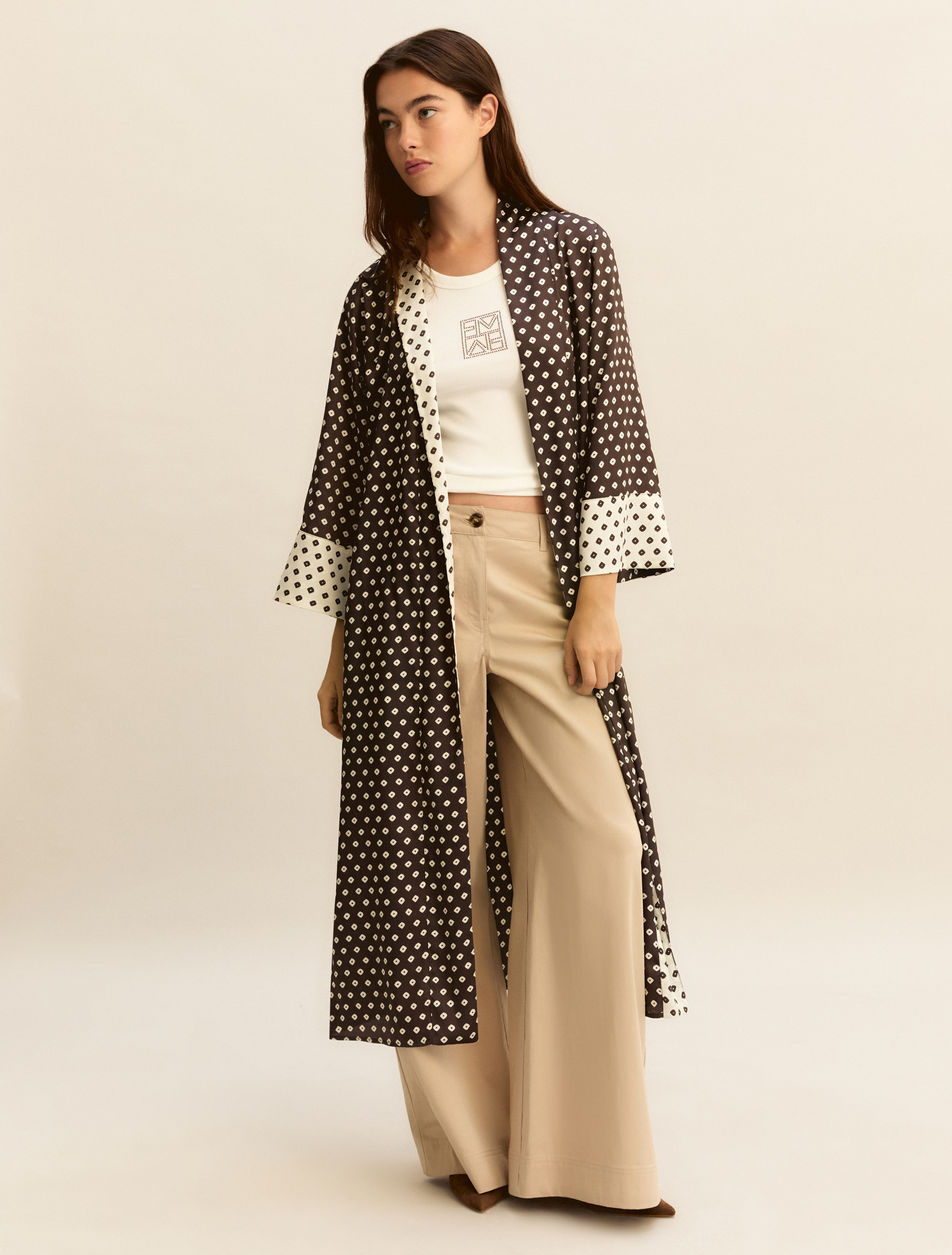 Embroidered vest top - DARK BOWN - Emme - 1