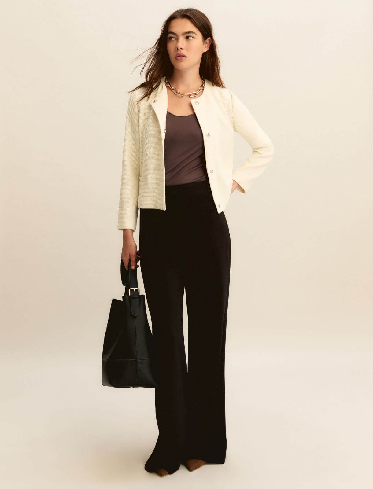 Stretch interlock jersey vest top - DARK BROWN - Emme - 2