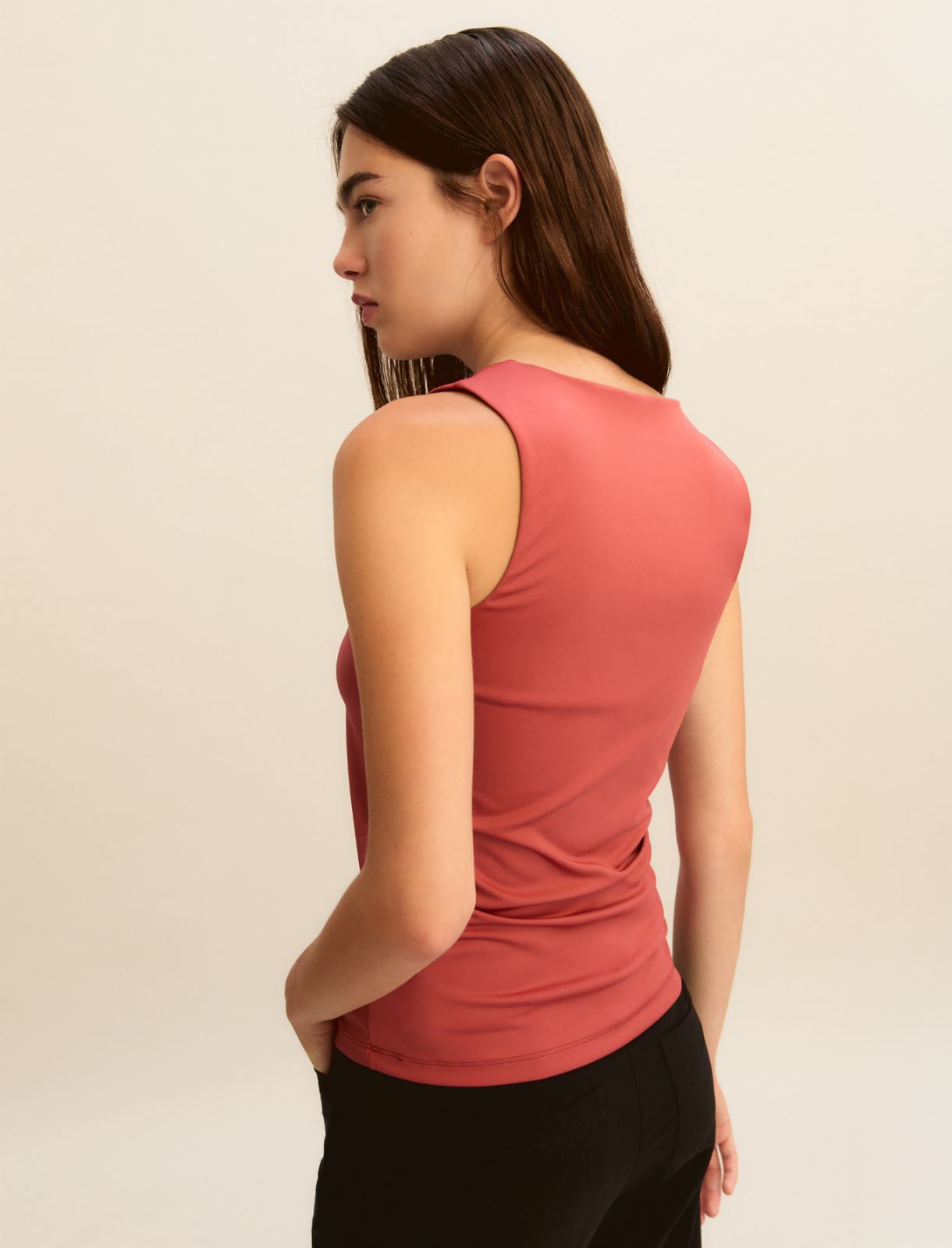 Stretch interlock jersey vest top - CHERRY - Emme - 3