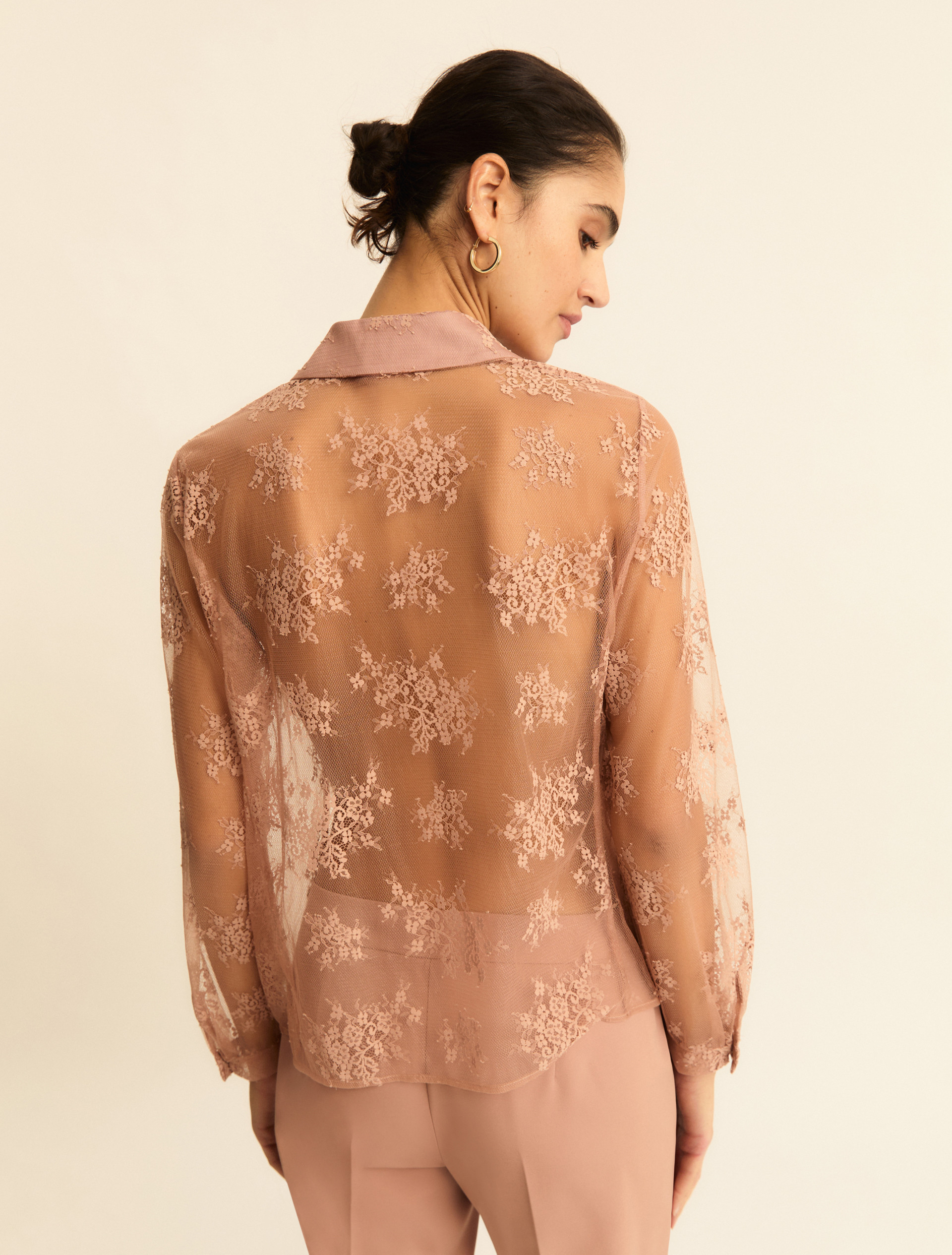 Chantilly lace shirt - MAUVE - Emme - 2