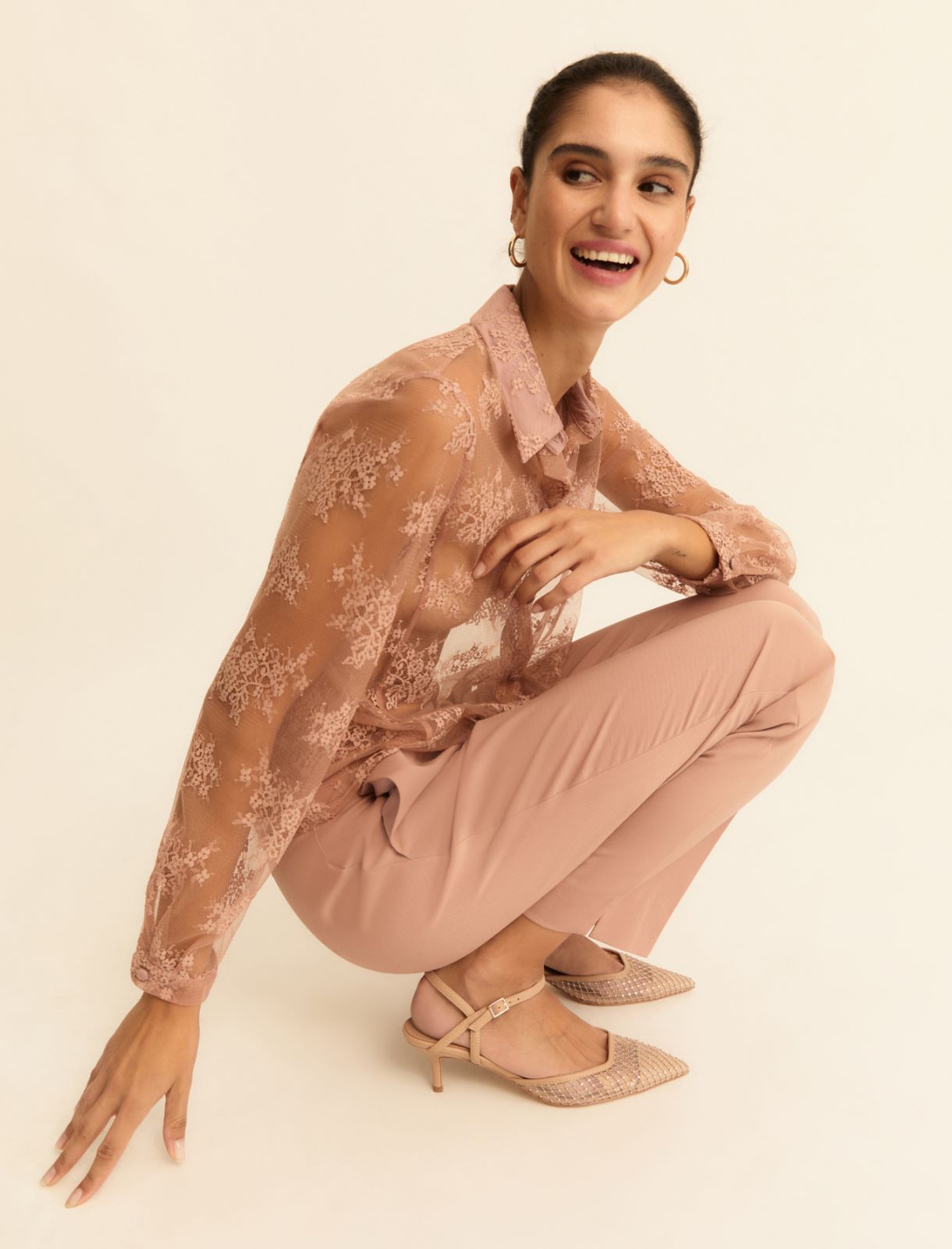 Chantilly lace shirt - MAUVE - Emme - 4