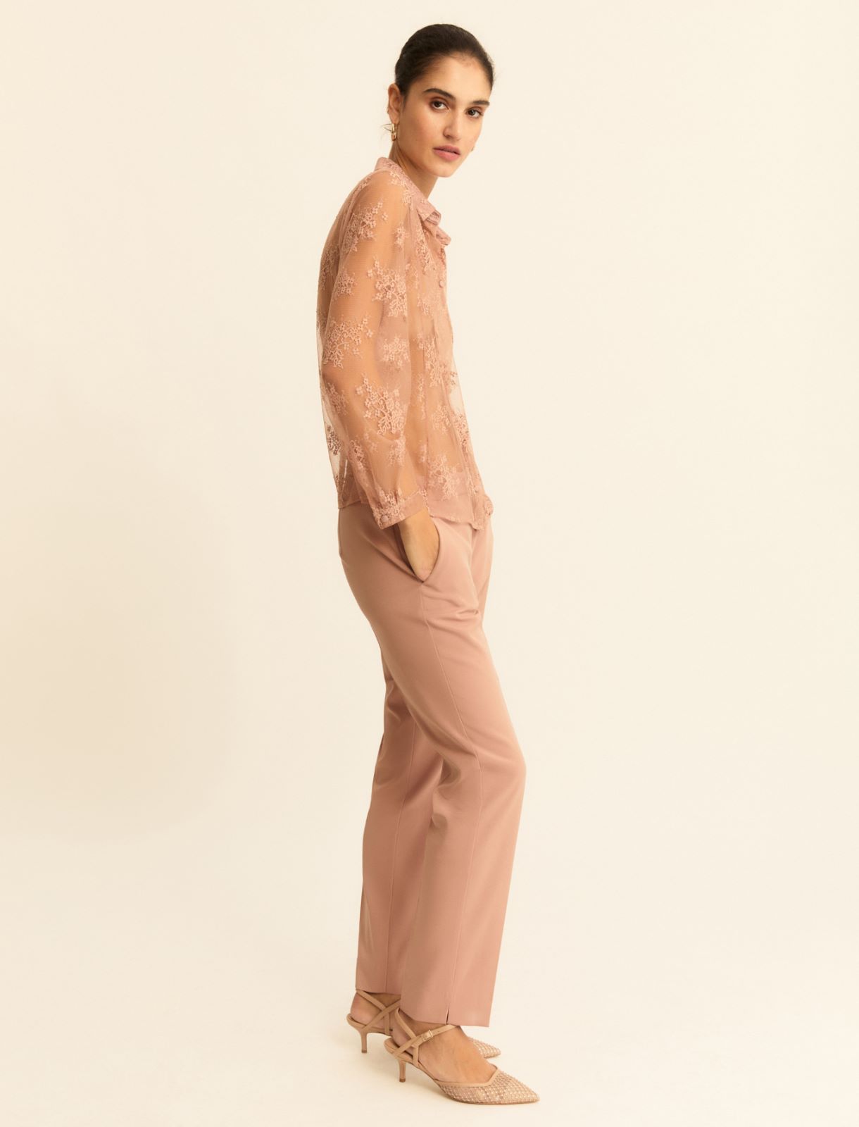 Chantilly lace shirt - MAUVE - Emme