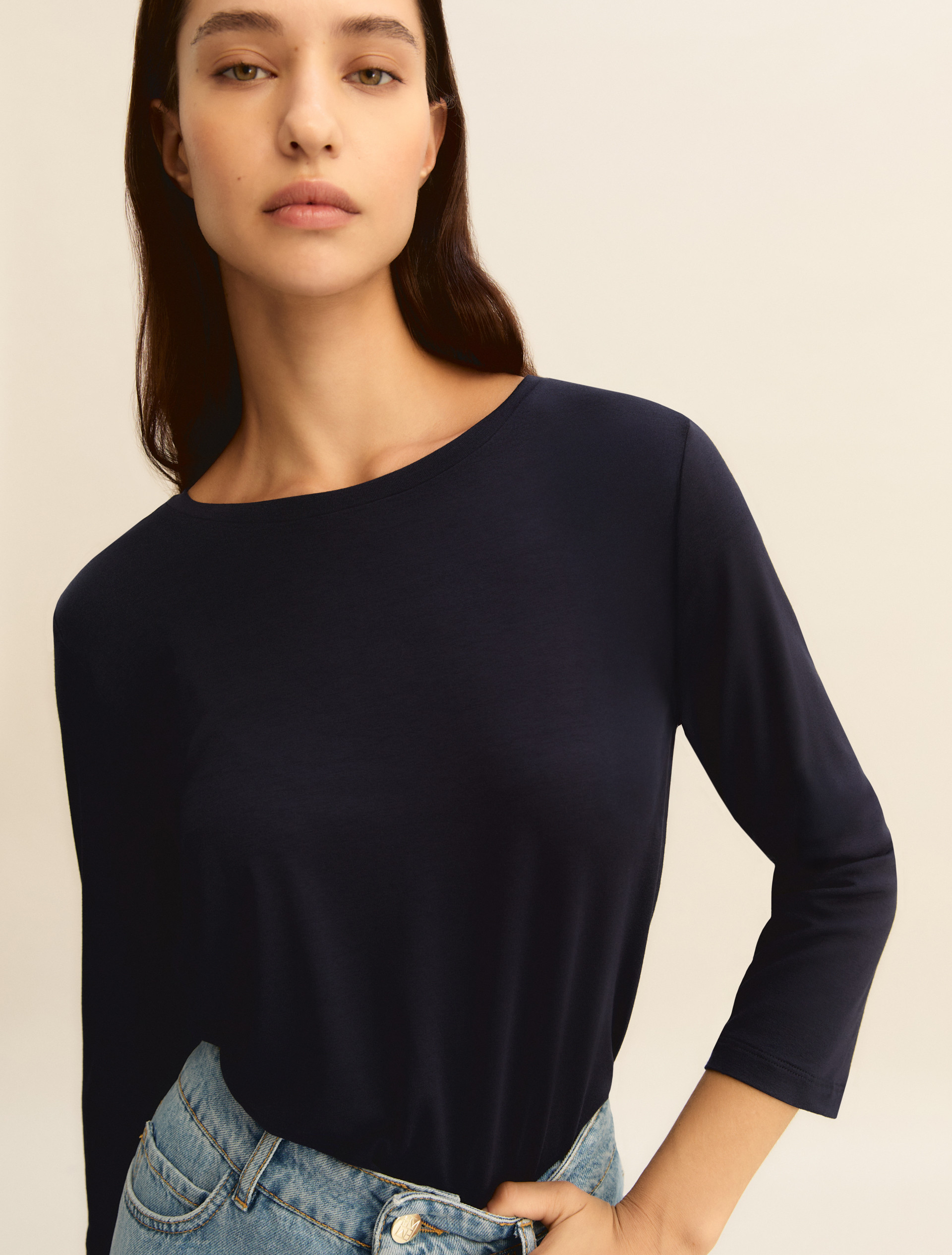 Stretch jersey T-shirt - NAVY - Emme - 4