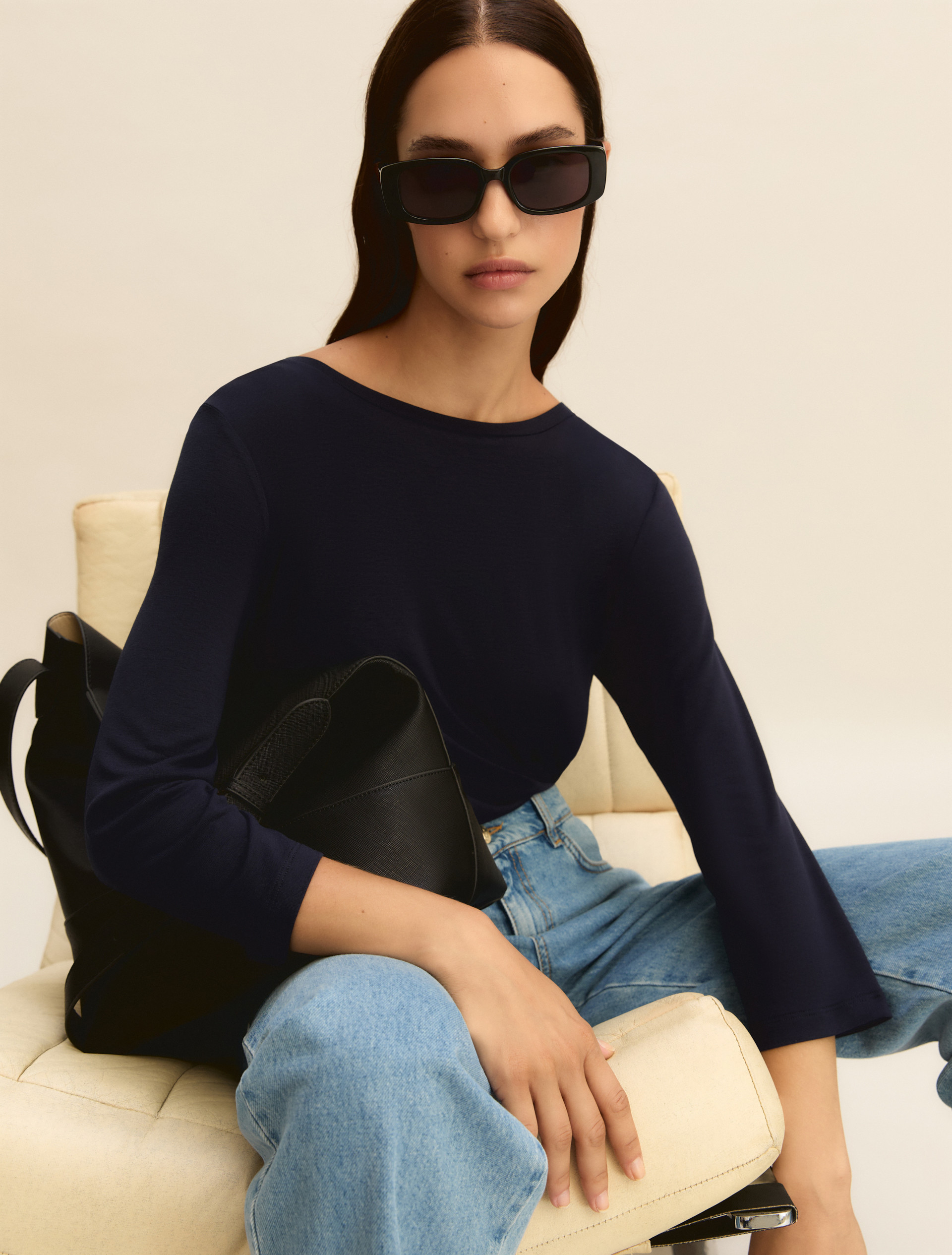 Stretch jersey T-shirt - NAVY - Emme - 1