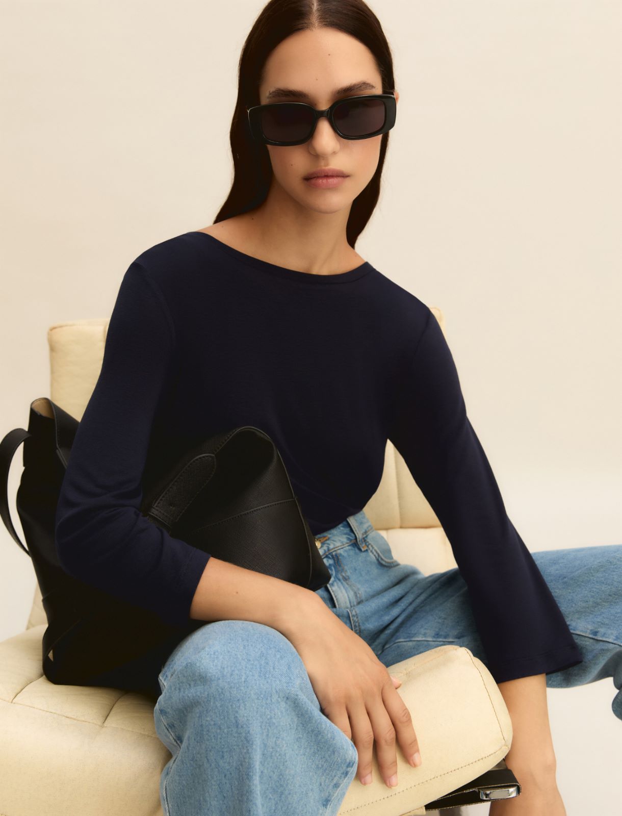 Stretch jersey T-shirt - NAVY - Emme