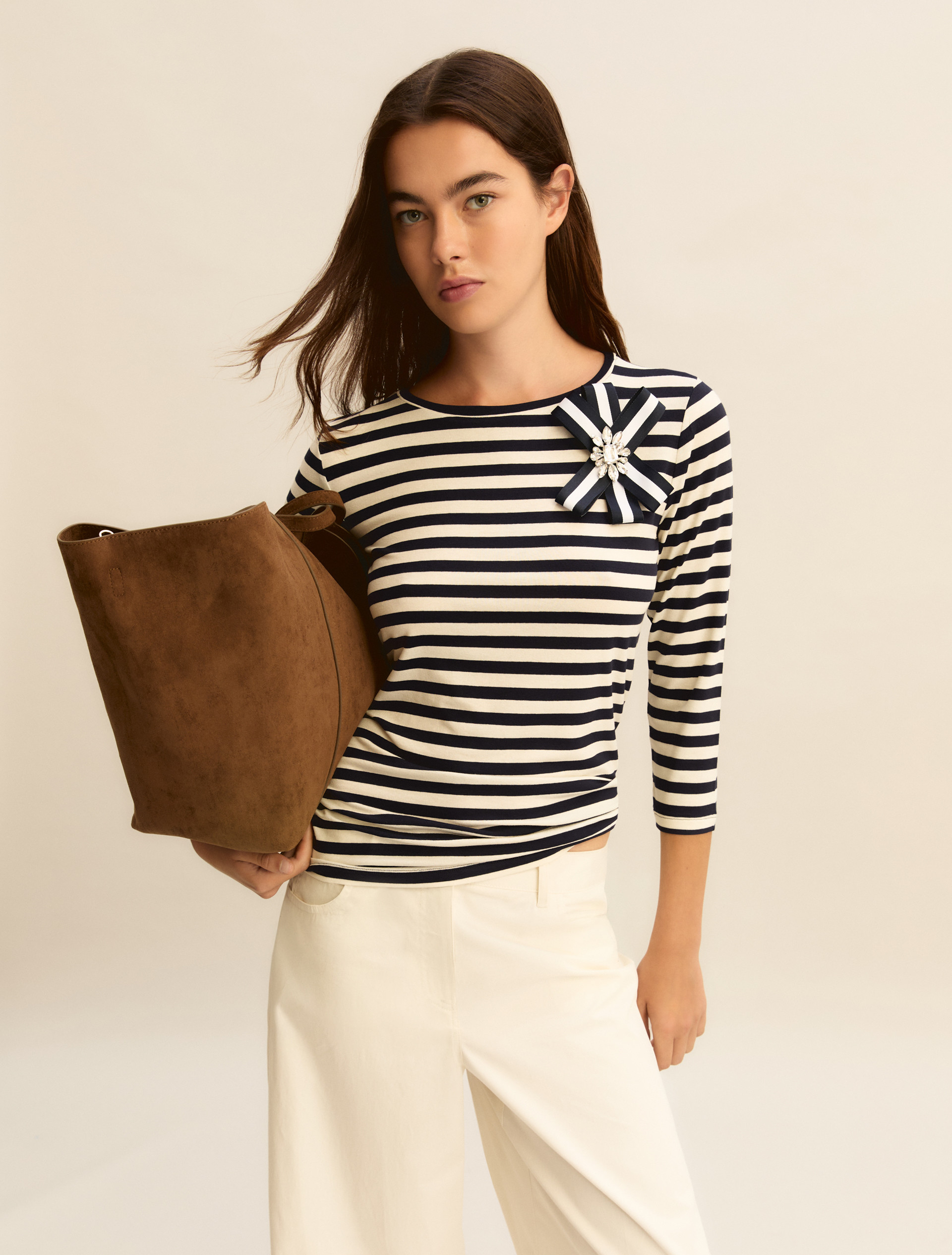 Stretch jersey T-shirt - NAVY - Emme - 1