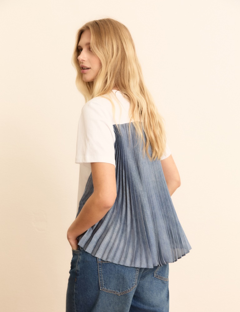 T-shirt with a plissé-pleated back - Emme - 3