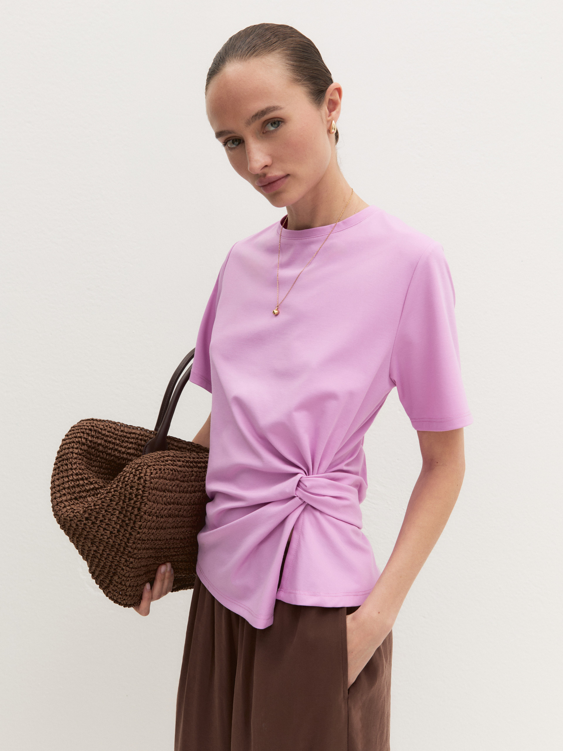 Jersey knot T-shirt - DEEP ROSE - Emme - 5