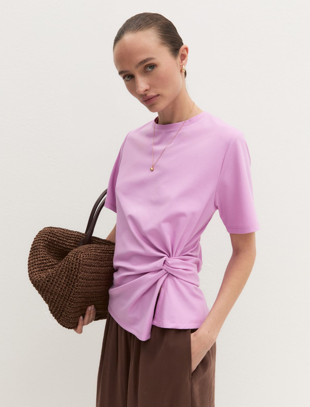 Jersey knot T-shirt - DEEP ROSE - Emme - 5