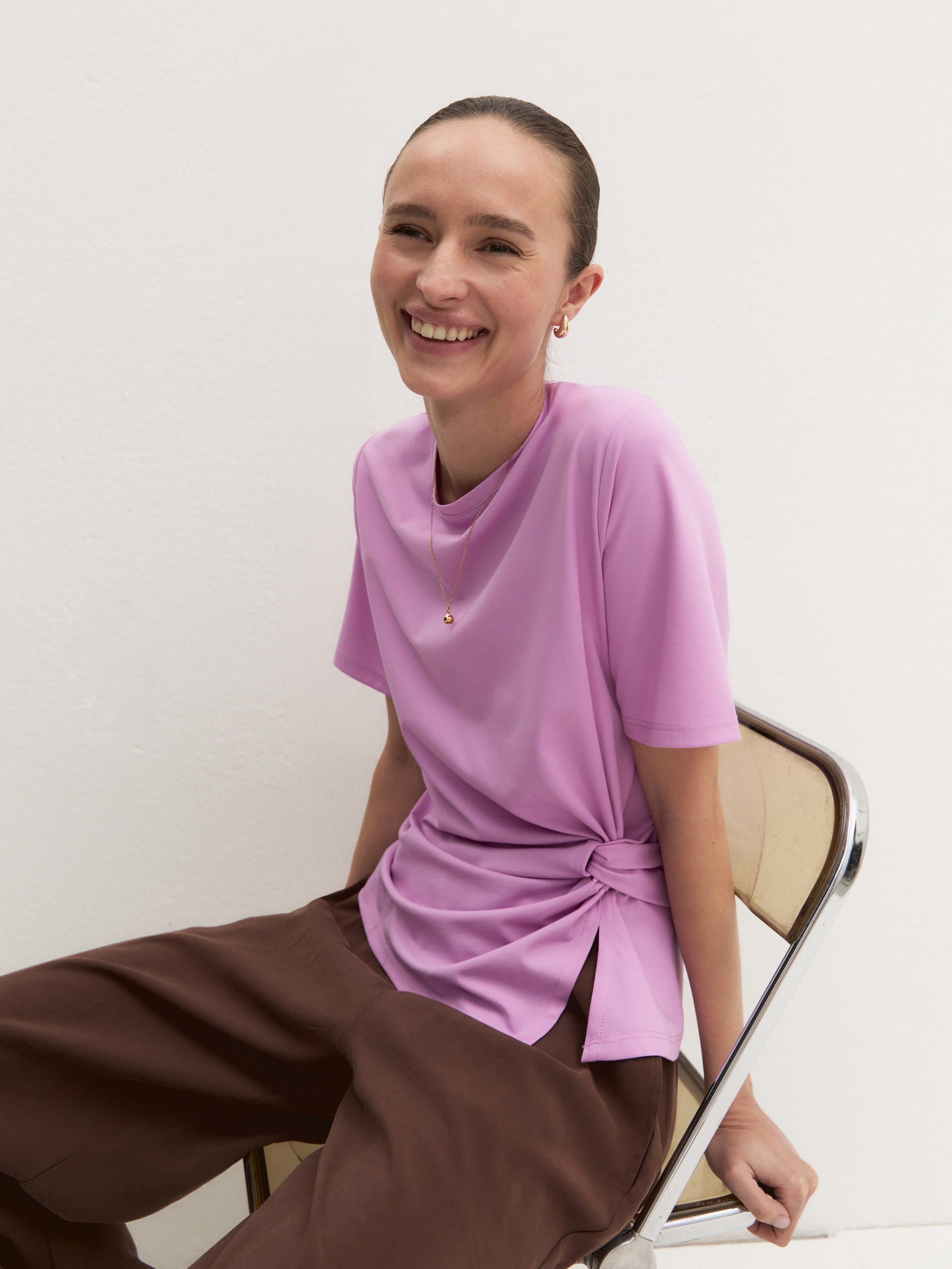 Jersey knot T-shirt - DEEP ROSE - Emme - 1
