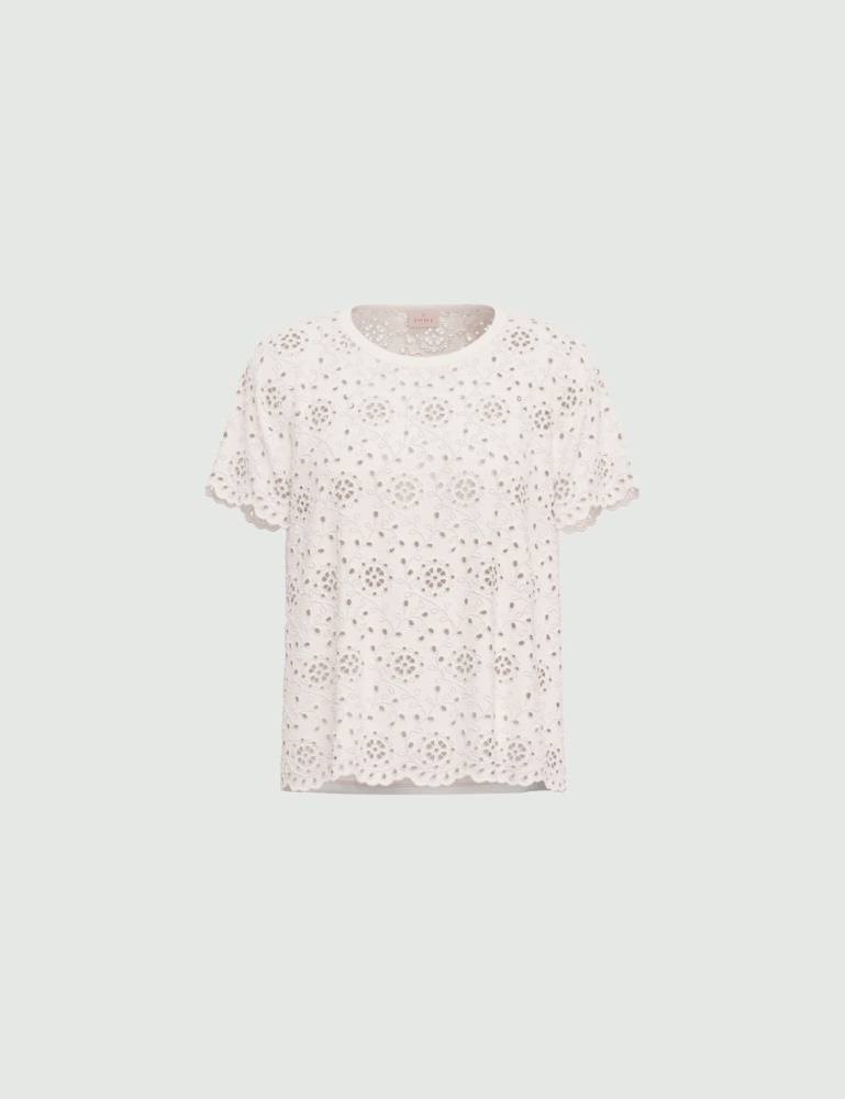Broderie anglaise T-shirt with a jersey back - Emme - 6