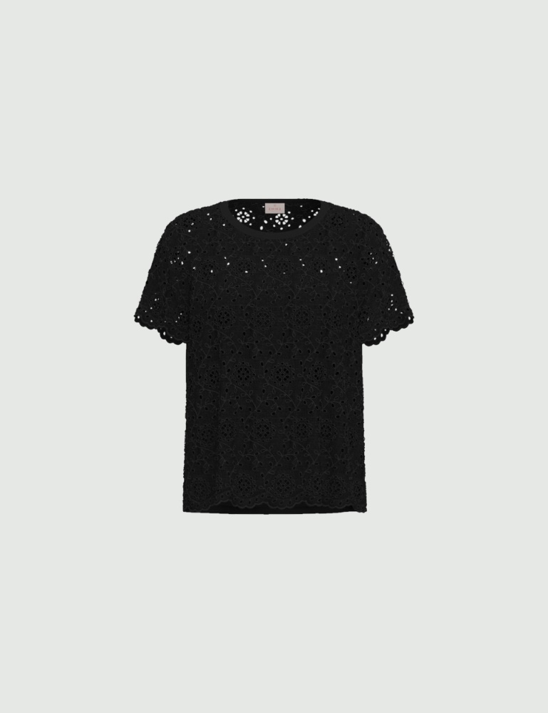 Broderie anglaise T-shirt with a jersey back - Emme - 5