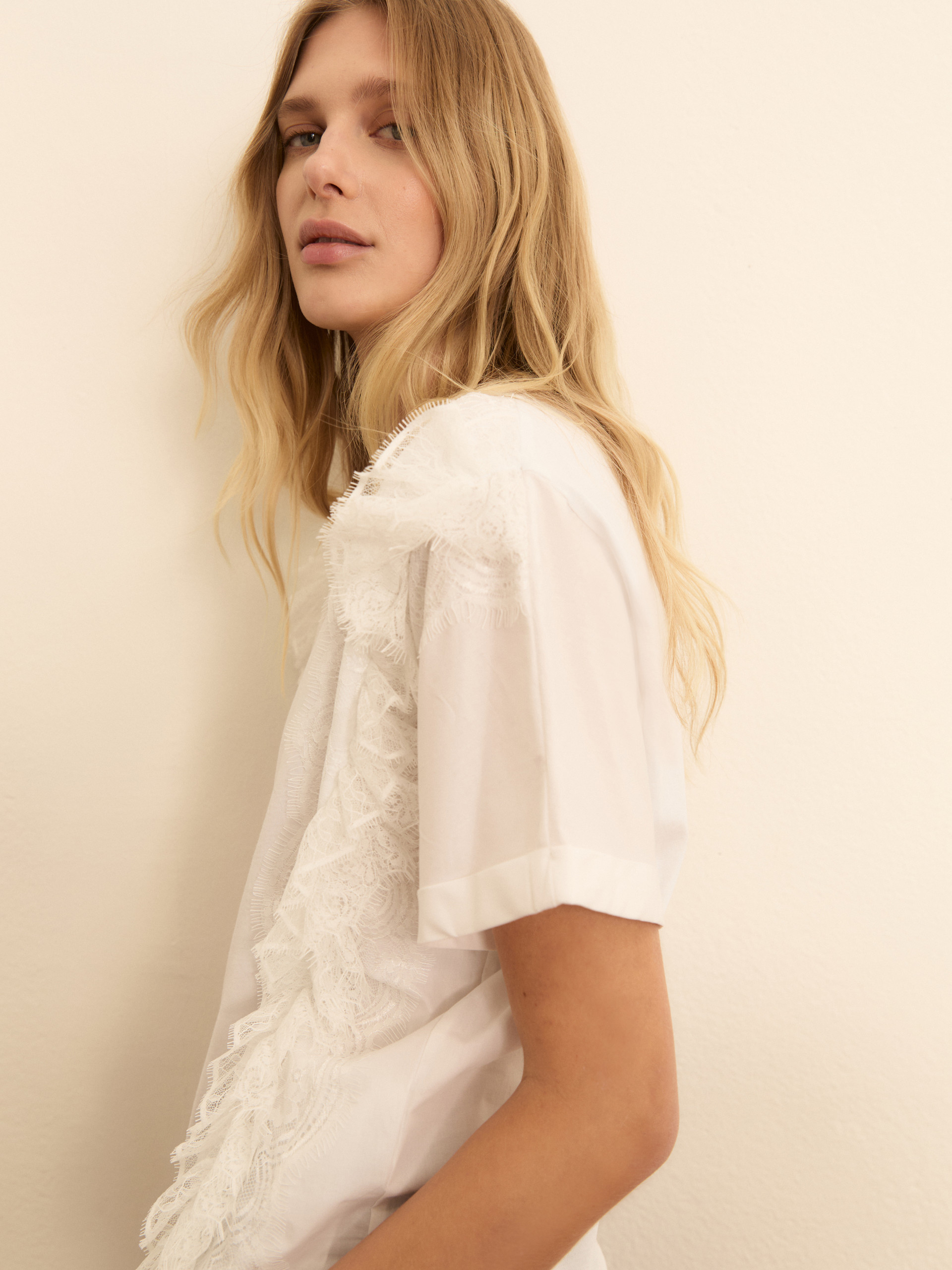 Ruched T-shirt - WHITE - Emme - 3