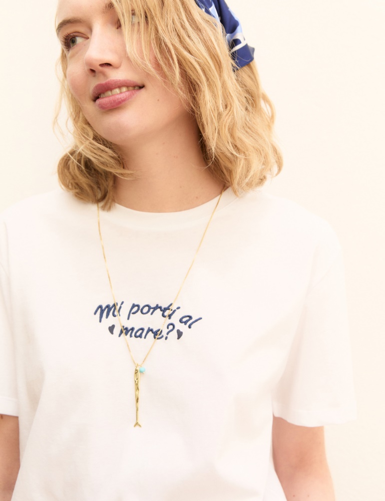 Embroidery and print-adorned boxy T-shirt - Emme - 2