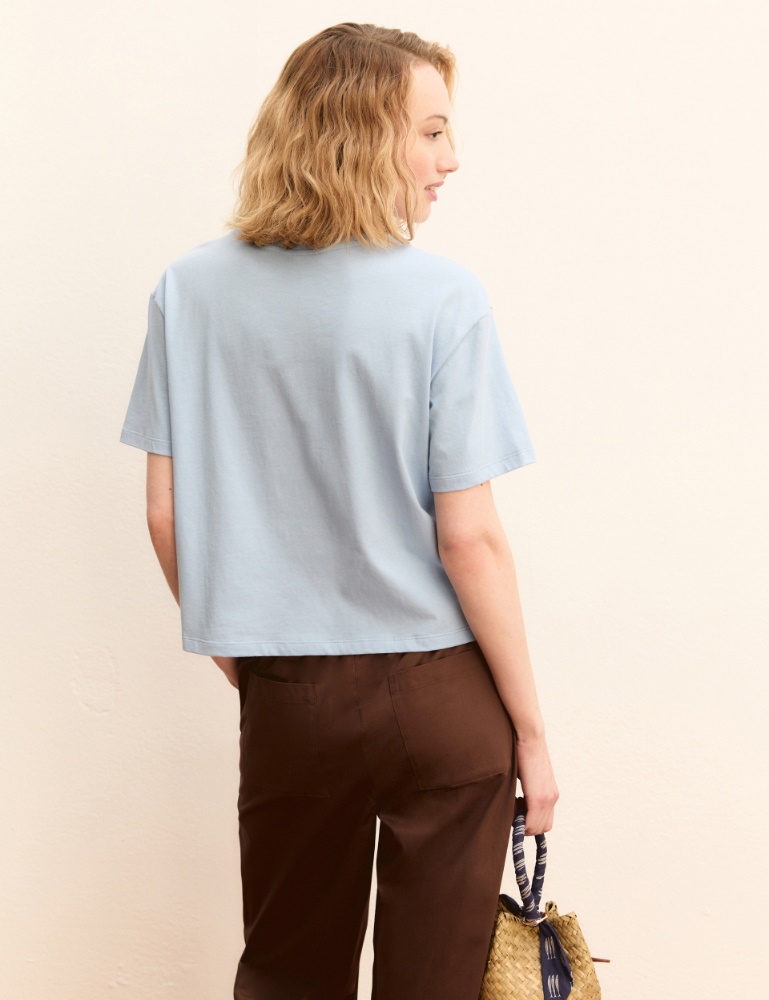 Embroidery and print-adorned boxy T-shirt - Emme - 5